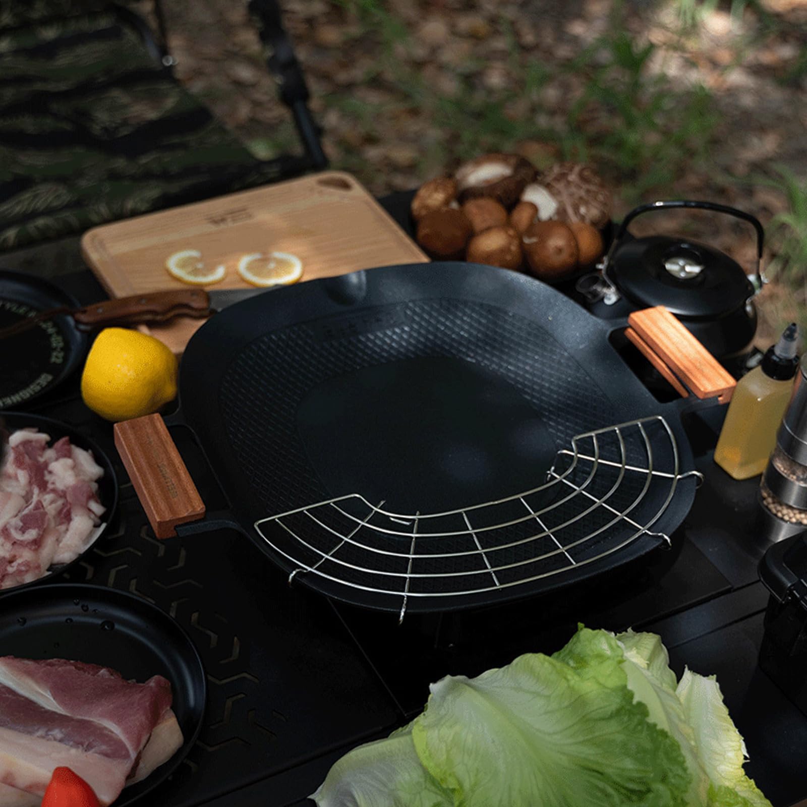 Tragbare Aluminium-Teller mit abnehmbarem Griff für Camping und Picknicks, Küchenzubehör