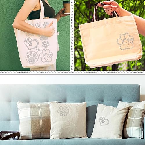 Miniatura 6 de NBEADS Adhesivo termotransferible con diamantes de imitación de pata de perro, calcomanía de transferencia de calor, parches de transferencia de