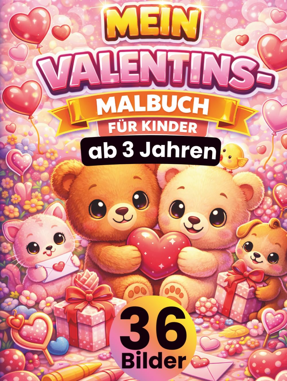 Mein Valentins-Malbuch für Kinder ab 3 Jahren: 36 süße Valentins-Motive zum Ausmalen – Herzen, Liebe, Rosen & kleine Geschenke • große, klare Linien • ... Feinmotorik & Konzentration • DIN A4 Format