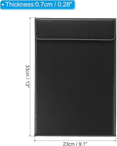 Miniatura 2 de PATIKIL Portapapeles de piel sintética A4 de 13 x 9.1 pulgadas, organizador de folio de negocios negro, para currículum, soporte para carpetas de