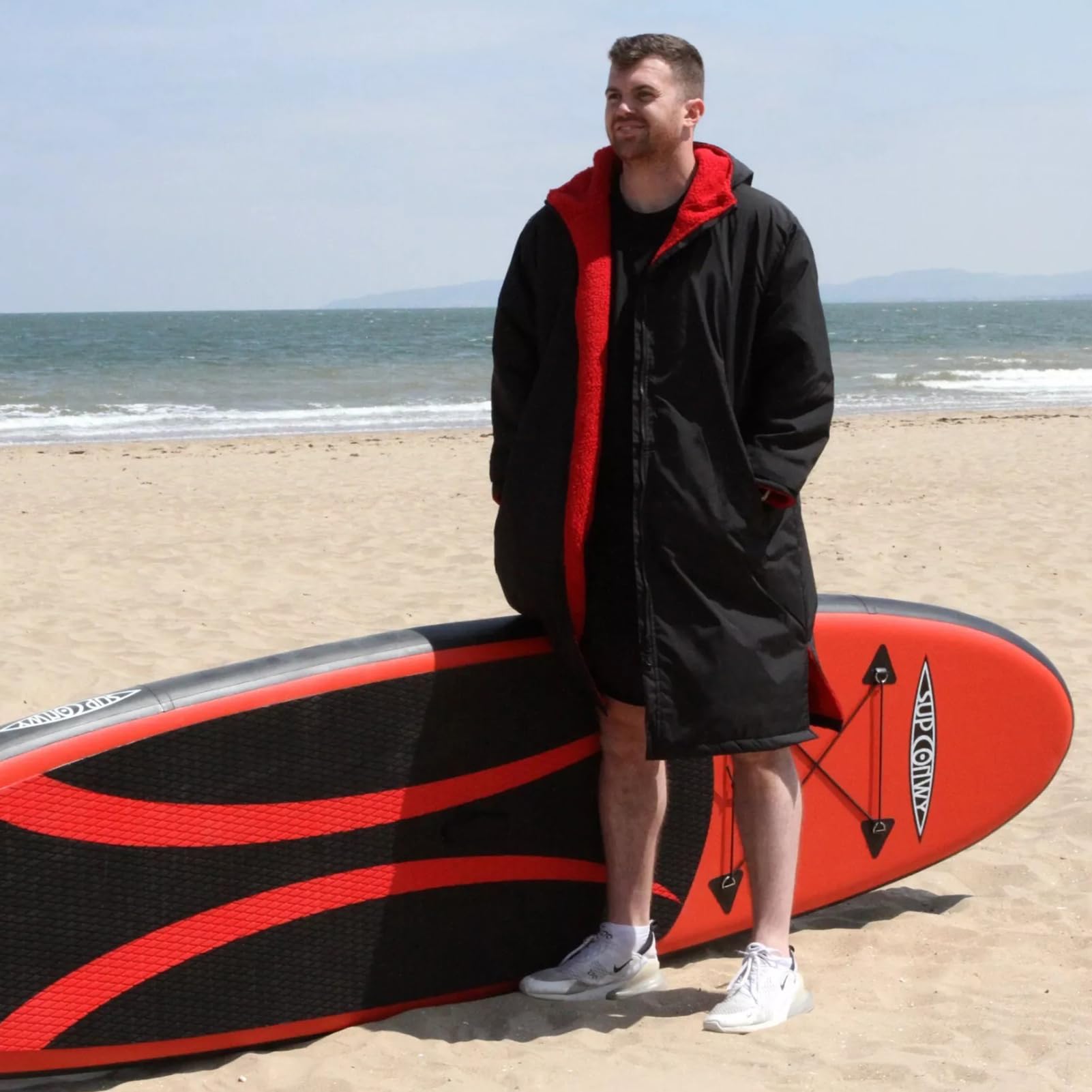 DEHAI Swim Jacket Parka for Women Men Youth Waterproof Surf Poncho Robe Oversized Warm Swimming Coat