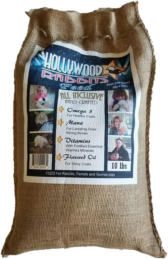 HollywoodRabbits Feed - 9 Lb. Premium Feed | Hand Crafted High-Fiber | Probiotics for Digestive Health, Papain Enzyme