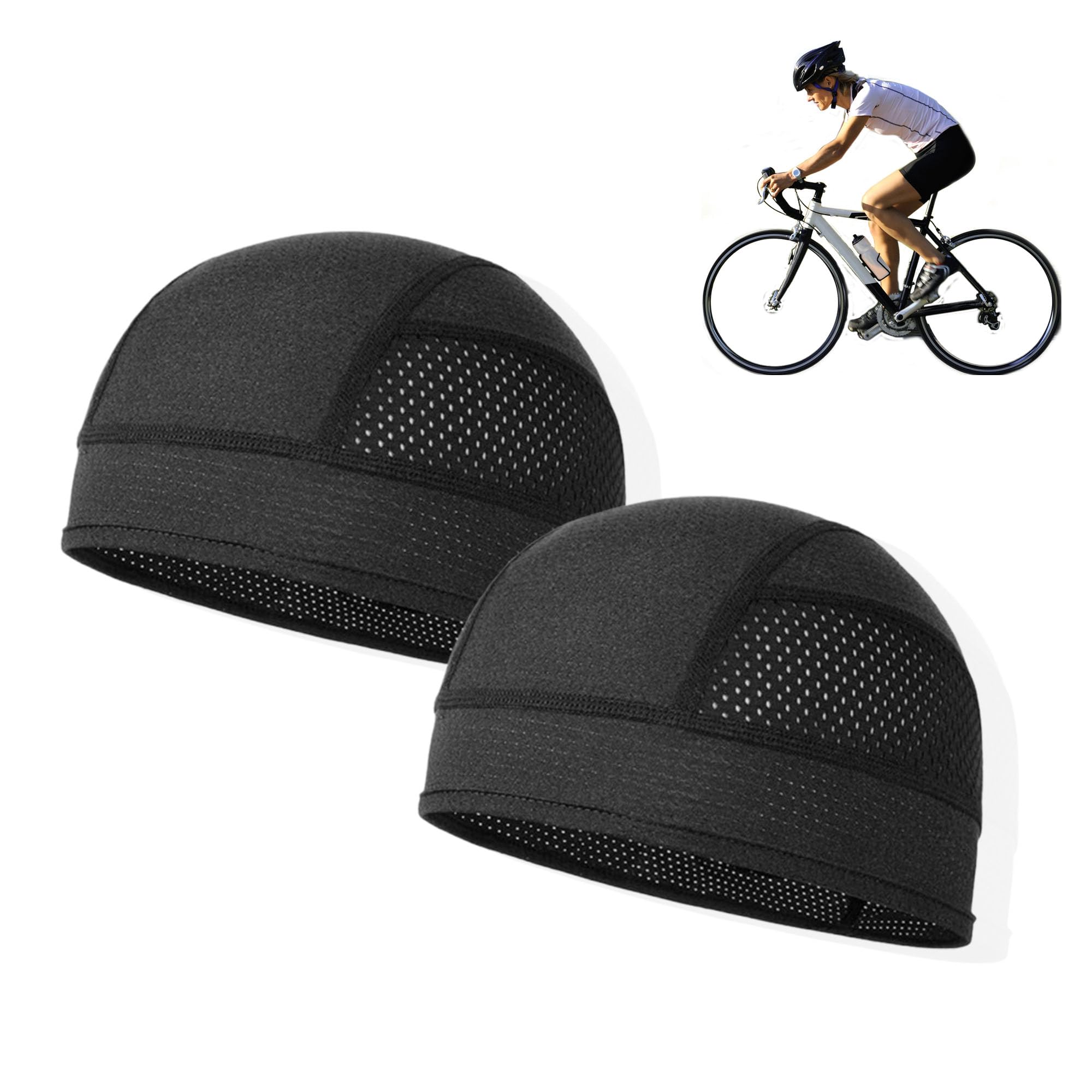 2 letnie czapki rowerowe z siateczki, pod kask, oddychająca czapka podszyta dla mężczyzn i kobiet, ochrona przed potem, czapka do biegania, sportowa, do jazdy na rowerze, biegania