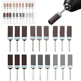 18pcs Sanding Drums Kit with Case, 400-2000 Grit for Dremel Rotary Tool, Sander Set for Wood Metal Polishing