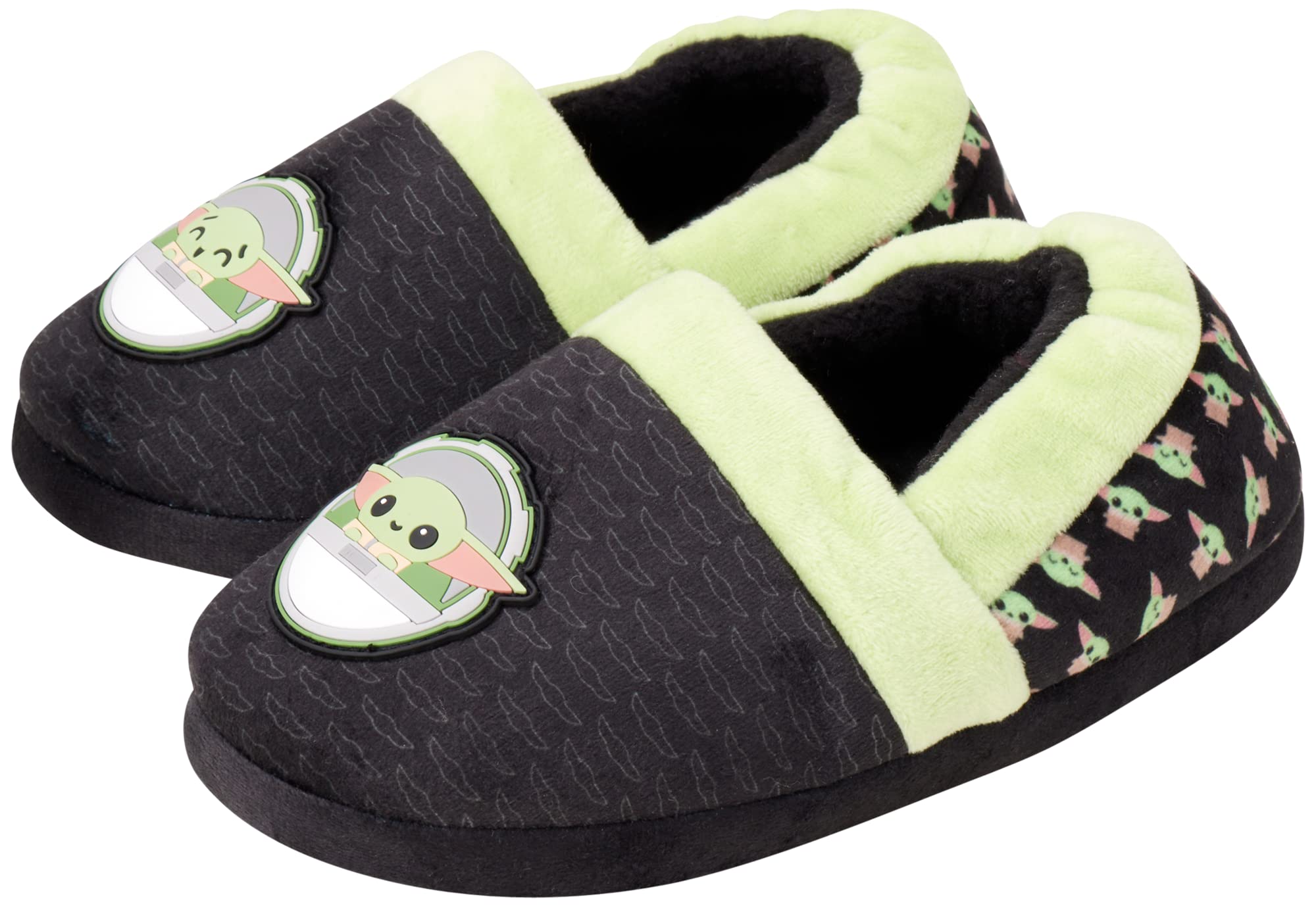 DisneyBoys' Star Wars Slippers - Mandalorian Baby Yoda Fuzzy Slippers, Non-Skid Sole (Little/Big Boys)