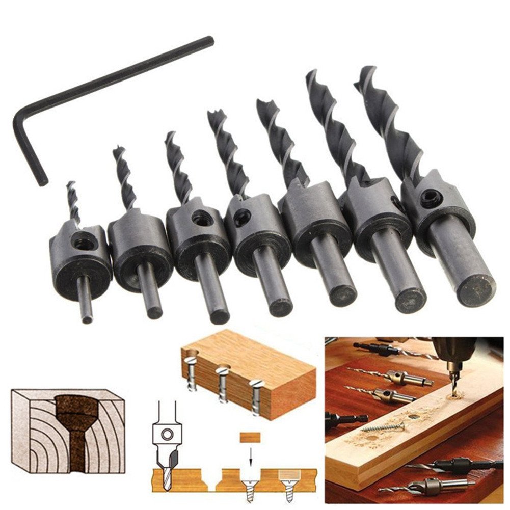 Lot De 6 Fraises à Chanfreiner 5 Flûtes 3-10mm - Outils De Menuiserie HSS Pour Bois Et Plastique