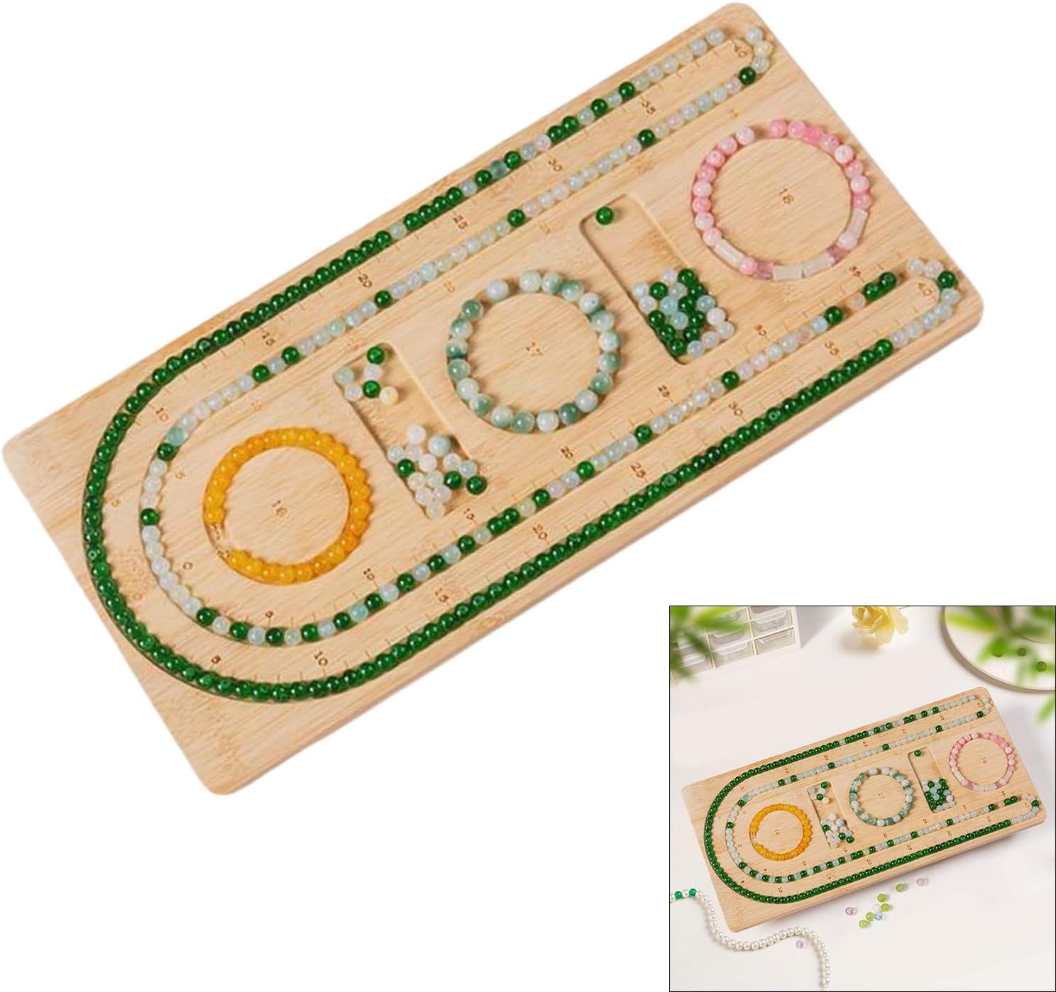 Shurhome Wood Bead Board Jewelry Making Accessory Handmade Beading Mats Beading Tray Suitable for Necklace and Jewelry Making Supplies Bead Tray