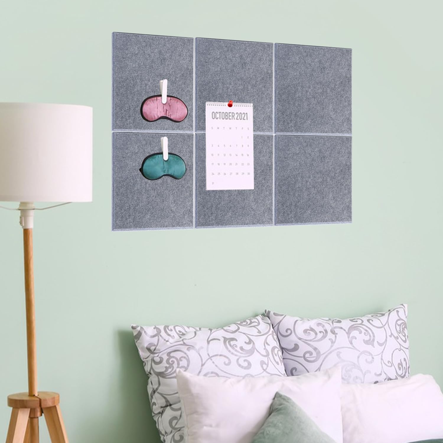 12 Pack 12" x 12" Felt Boards, Grey Square Felt Wall Tiles, Self-Adhesive Cork Bulletin Board for Home, Office, and Kitchen Decor(1/2 Inch Thickness)