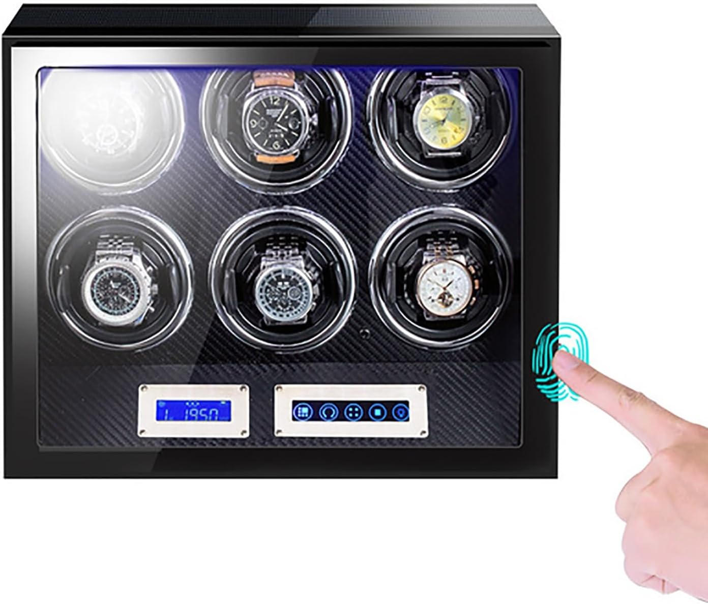 Winder Winder Box for Automatic Watches Self-Winding Mechanical Case Watches Storage Display Winding Case with LCD Touch Screen Silent Motor Carbon Fibre Leather Case