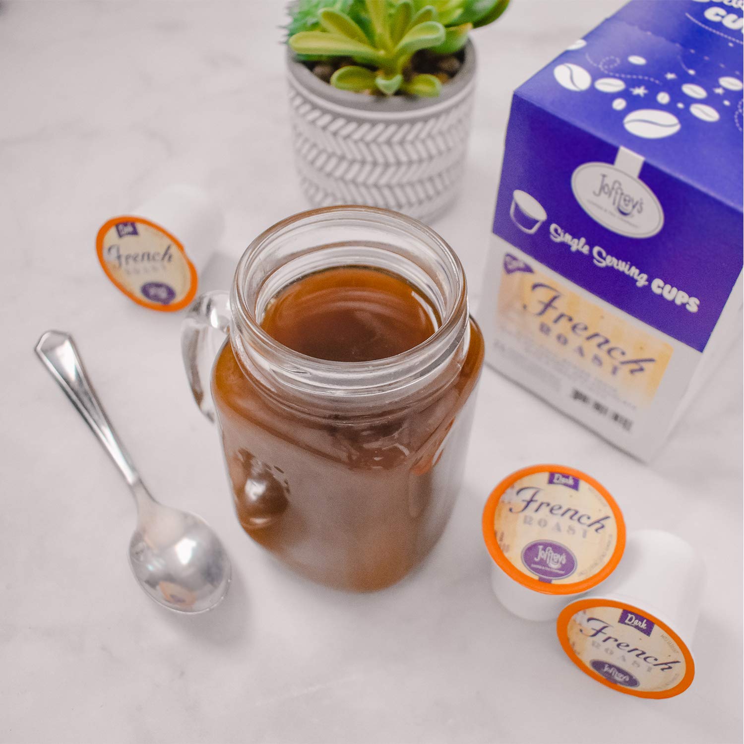 Joffrey's Coffee - French Roast, Rich Coffee Blend, Artisan Dark Roast, Arabica Beans, Full-Bodied Blend, Hints of Caramel & Chocolate, K-Cup 2.0 Compatible (Single Serve Cup, 24 Count) (Pack of 2)