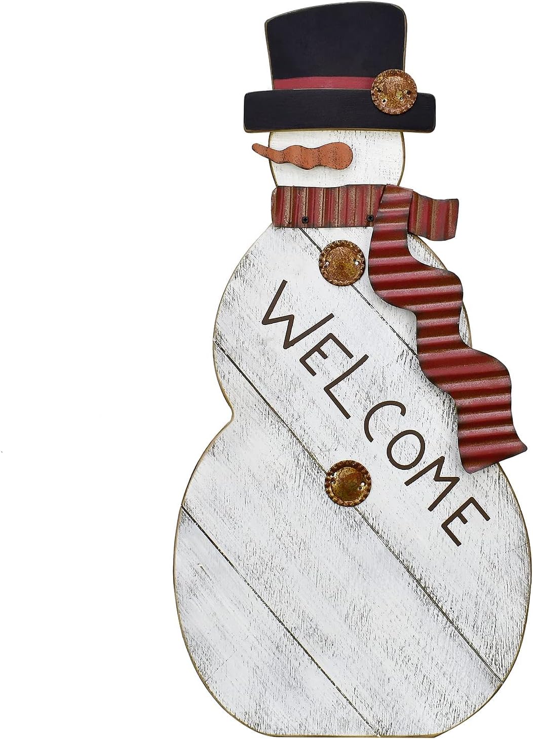 Aecipl Wood Snowman Welcome Sign Free Standing Merry Christmas Decor Wooden Porch Signs Yard Garden Stake Indoor Outdoor Winter Holiday Xmas Decoration