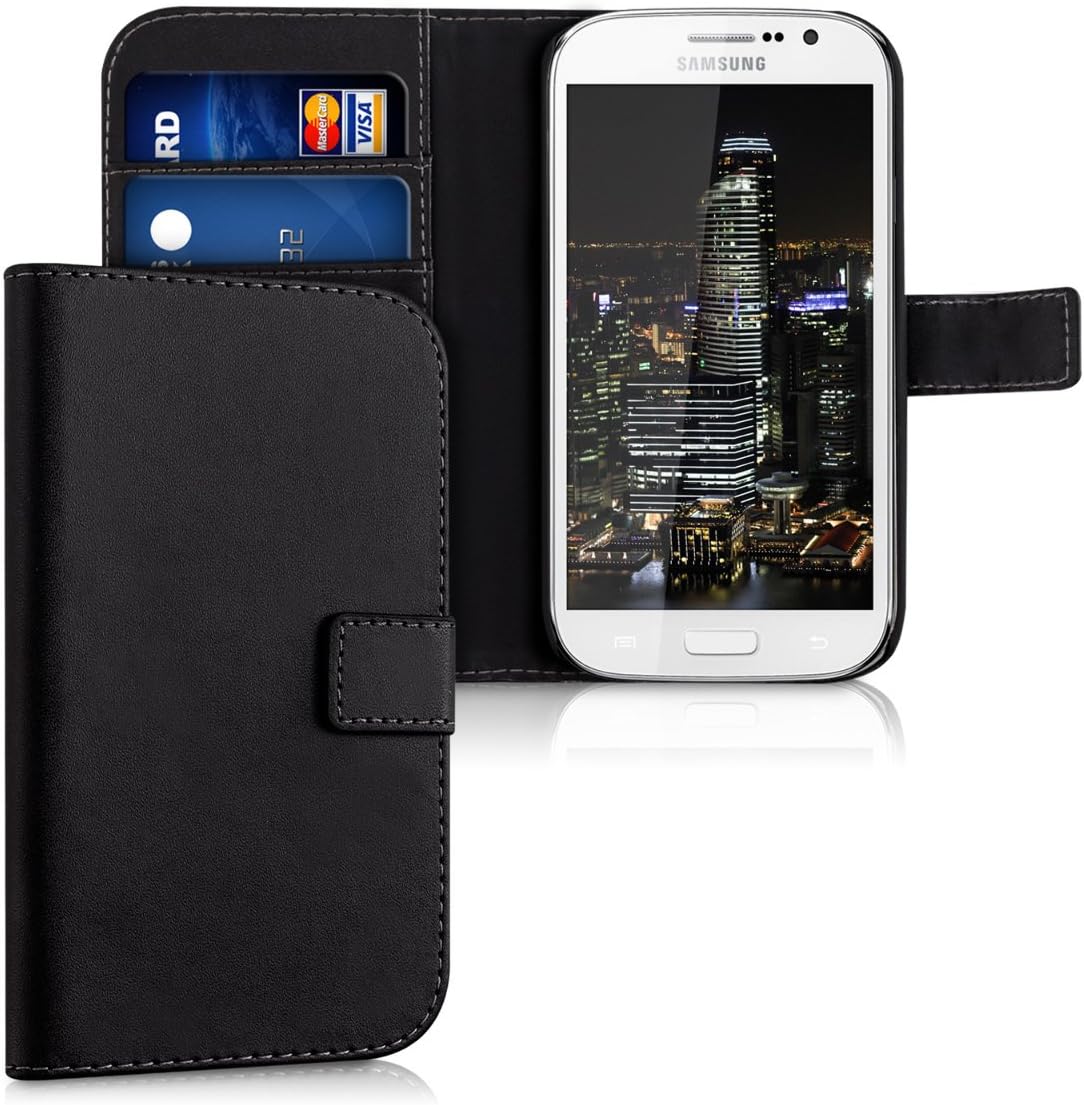 kwmobile Case Compatible with Samsung Galaxy Grand Neo/Duos - Wallet Case PU Leather Flip Phone Cover with Card Holder Slots - Black