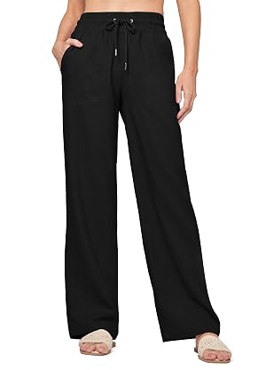 Willit Women Linen Pants Wide Leg Casual Palazzo Pants Cotton Linen Lounge Beach Summer Pants with Pockets 29