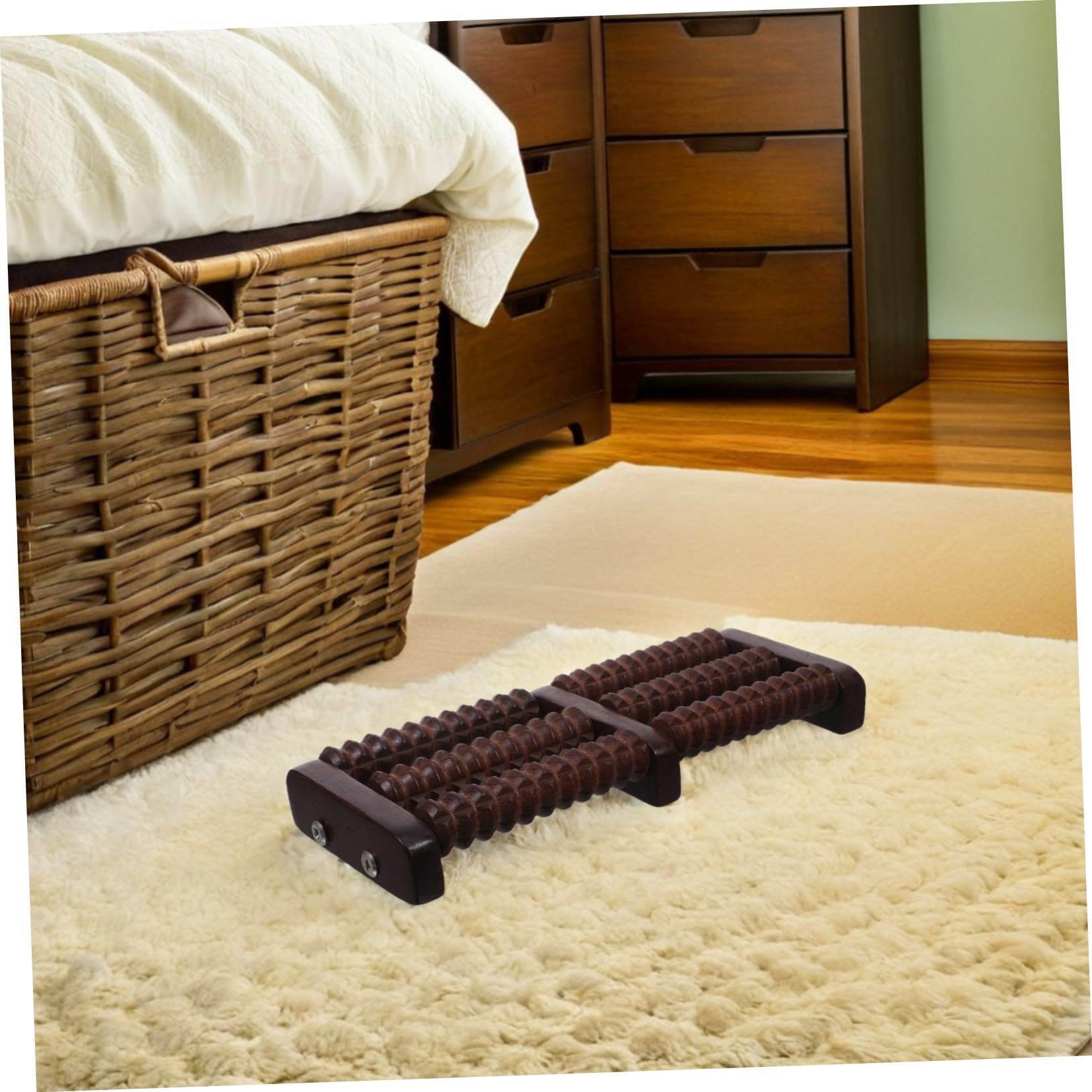 PLAFOPE Rodillo de Masaje de Pies de Madera Natural Portátil y Compacto Masajeador Manual para Aliviar Tensión Muscular y Estimular Circulación para Hombres y Mujeres Casa o Viaje