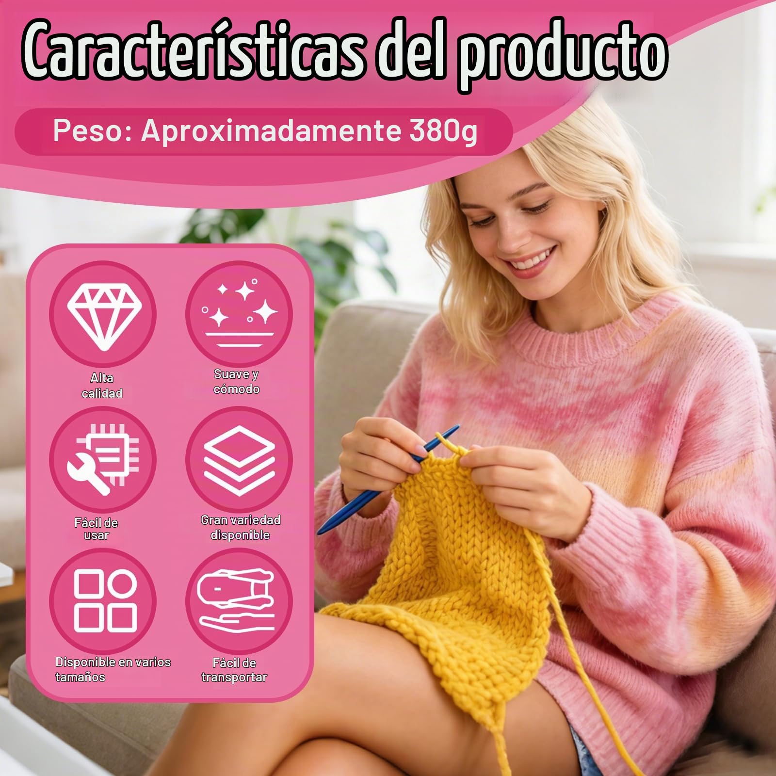 Ganchillos Crochet, Juego de Agujas de Ganchillo con 12 Tamaños de Ganchillos de Óxido de Aluminio Cable de 40 cm/60 cm/80 cm/100 cm y Varios Accesorios para Principiantes y Aficionados al Ganchillo