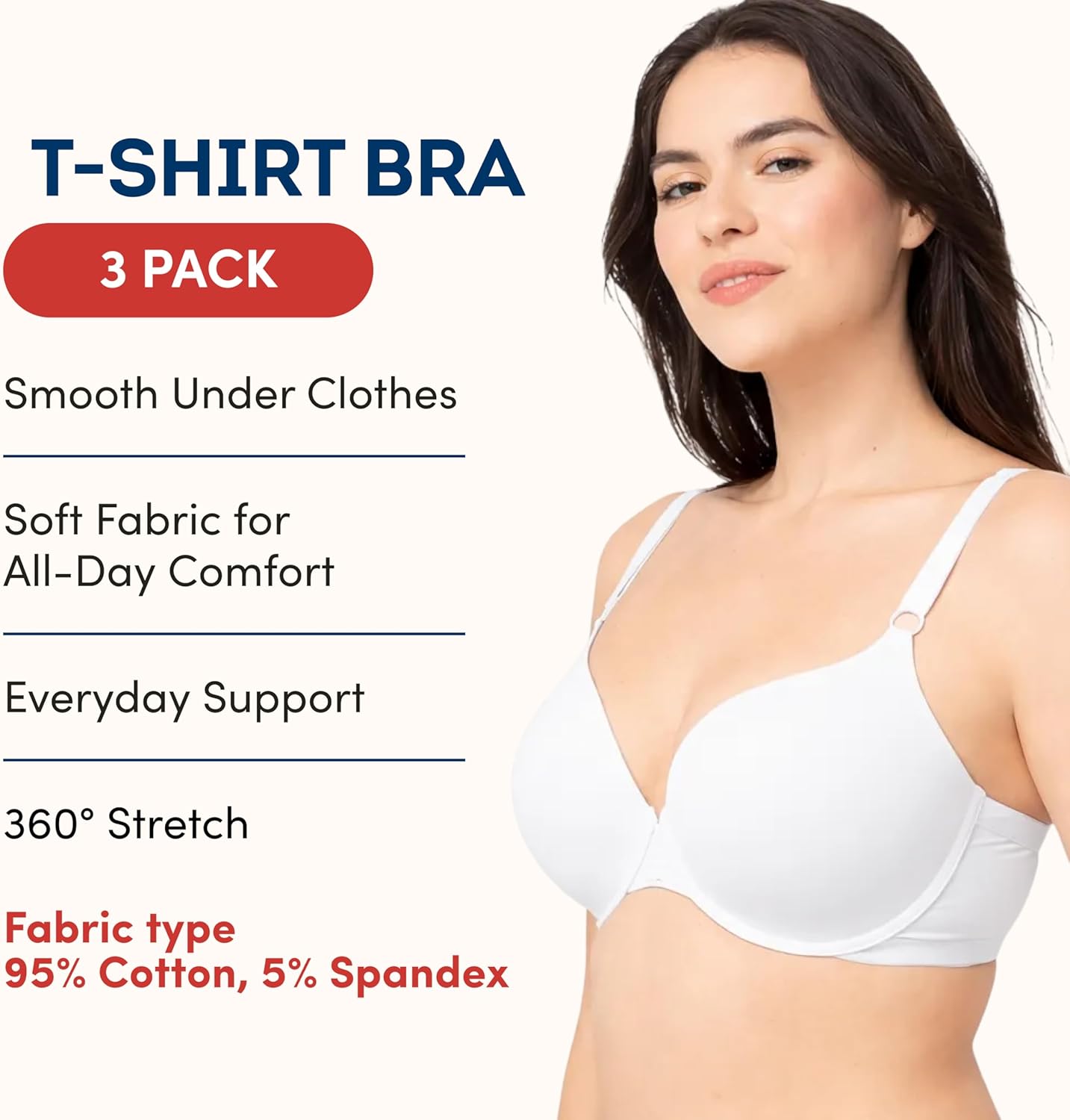 Fruit of The Loom Womens Smooth Cotton T-Shirt Bra - Ultra-Soft, Flexible, and Invisible Under Tees - Image 6