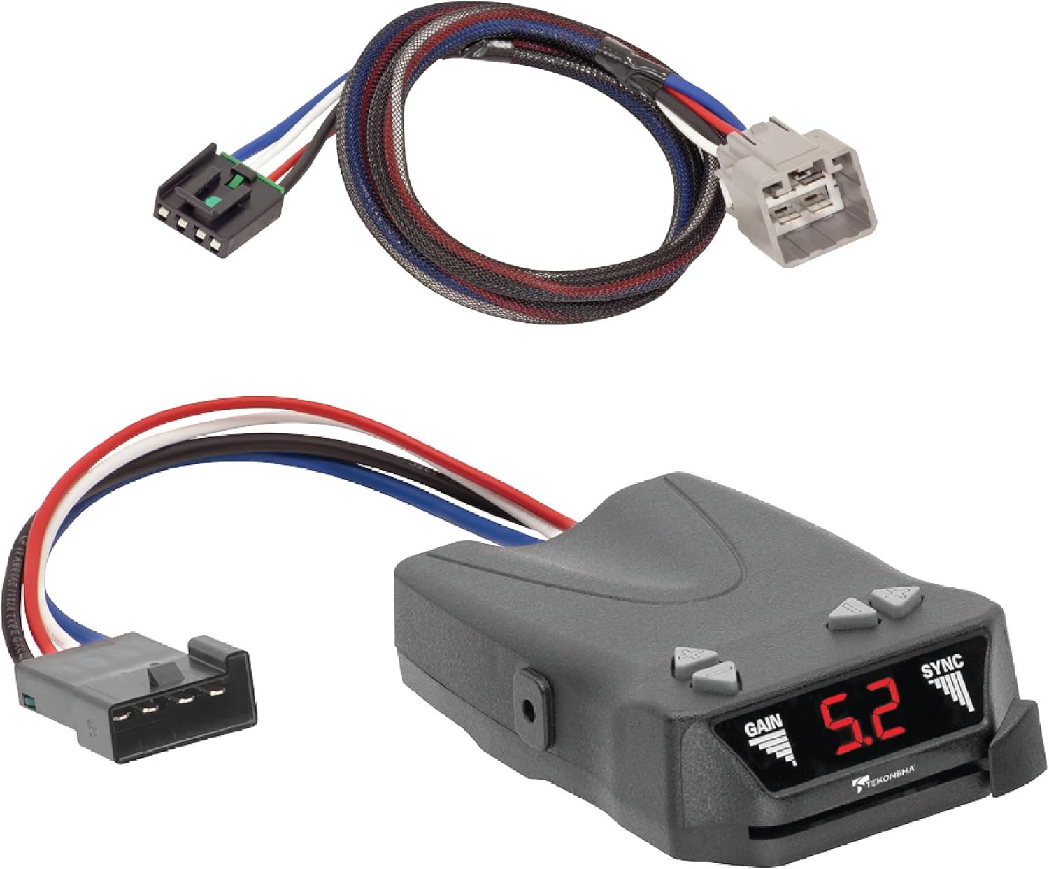 Tekonsha 8507120 Brakeman IV Time-Delay Brake Controller for Trailer with 1-4 Axles and 302100 Trailer Brake Controller Custom Harness for Select Model Dodge & RAM