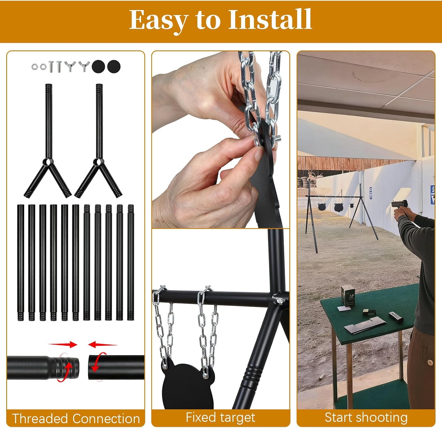 3mm Thick Steel Targets with 32'' Tall Adjustable Stand for Pistol, .22LR, Airgun, BB Gun Training & Outdoor Shooting Practice