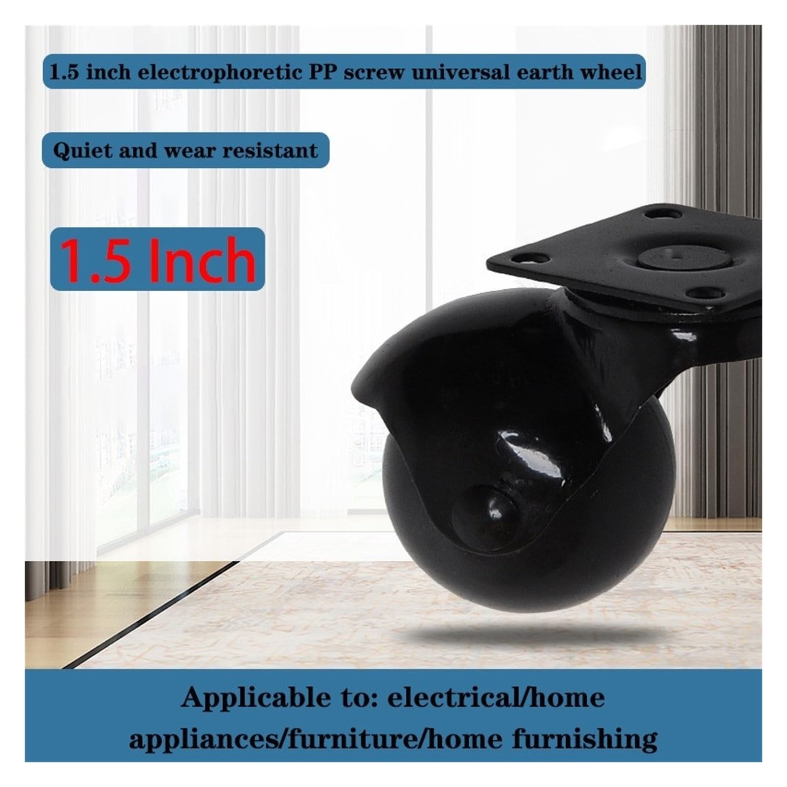 4 Pieces/lot 1.5 inch Flat electrophoretic Ball Swivel Caster/Nylon Ball Sofa Wheel/Display Stand Wheel and Roller Tripod Wheel