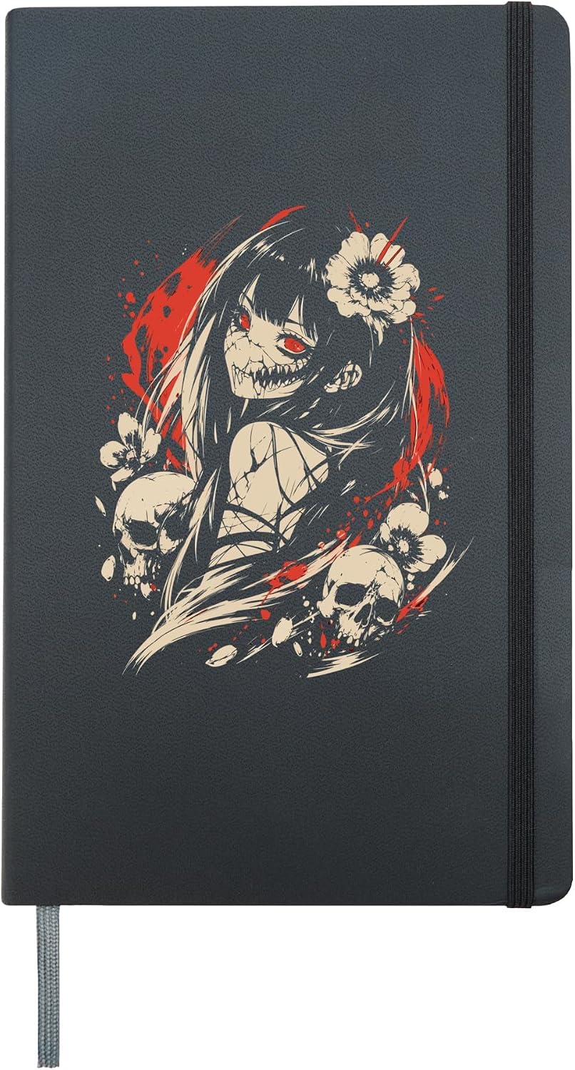 Anime Convention Outfit Dark Anime Girl Creepy Cosplay Hardcover Journal, Black