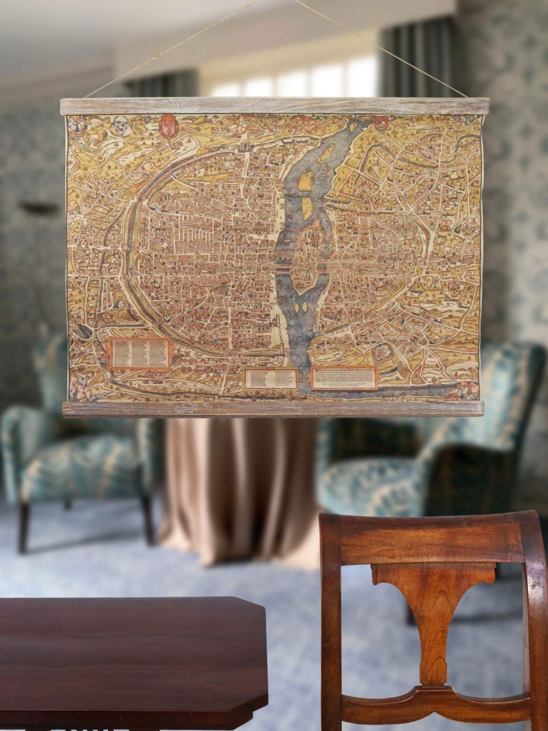 aubaho Mapa histórico 70cm Continente Estilo Antiguo Paris Francia