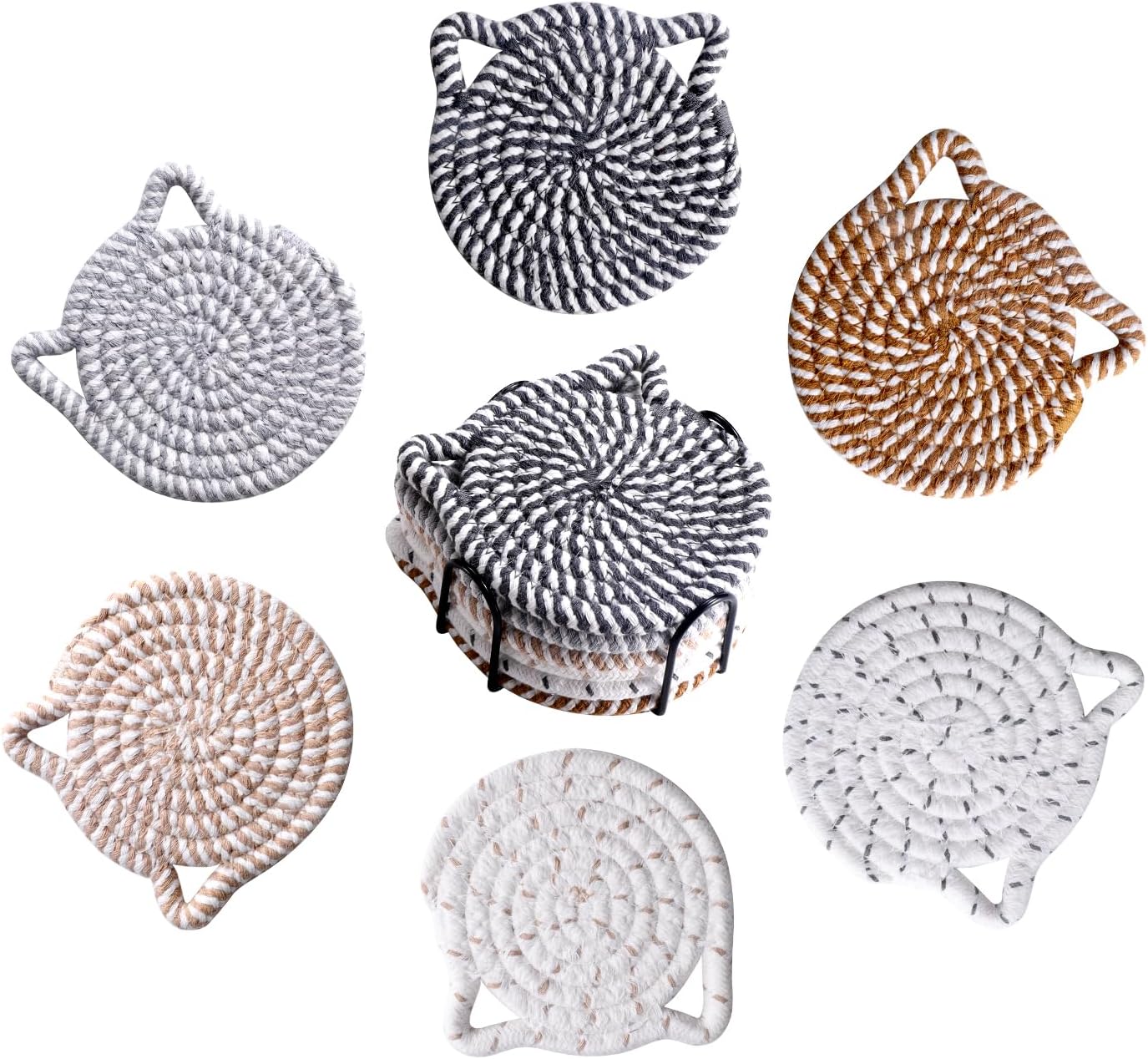 Cat Home Decor Drink Coasters: Set of 6 Cotton Coasters for Lovers Gifts, Coasters for Drinks,Funny and Novelty Office Supplies