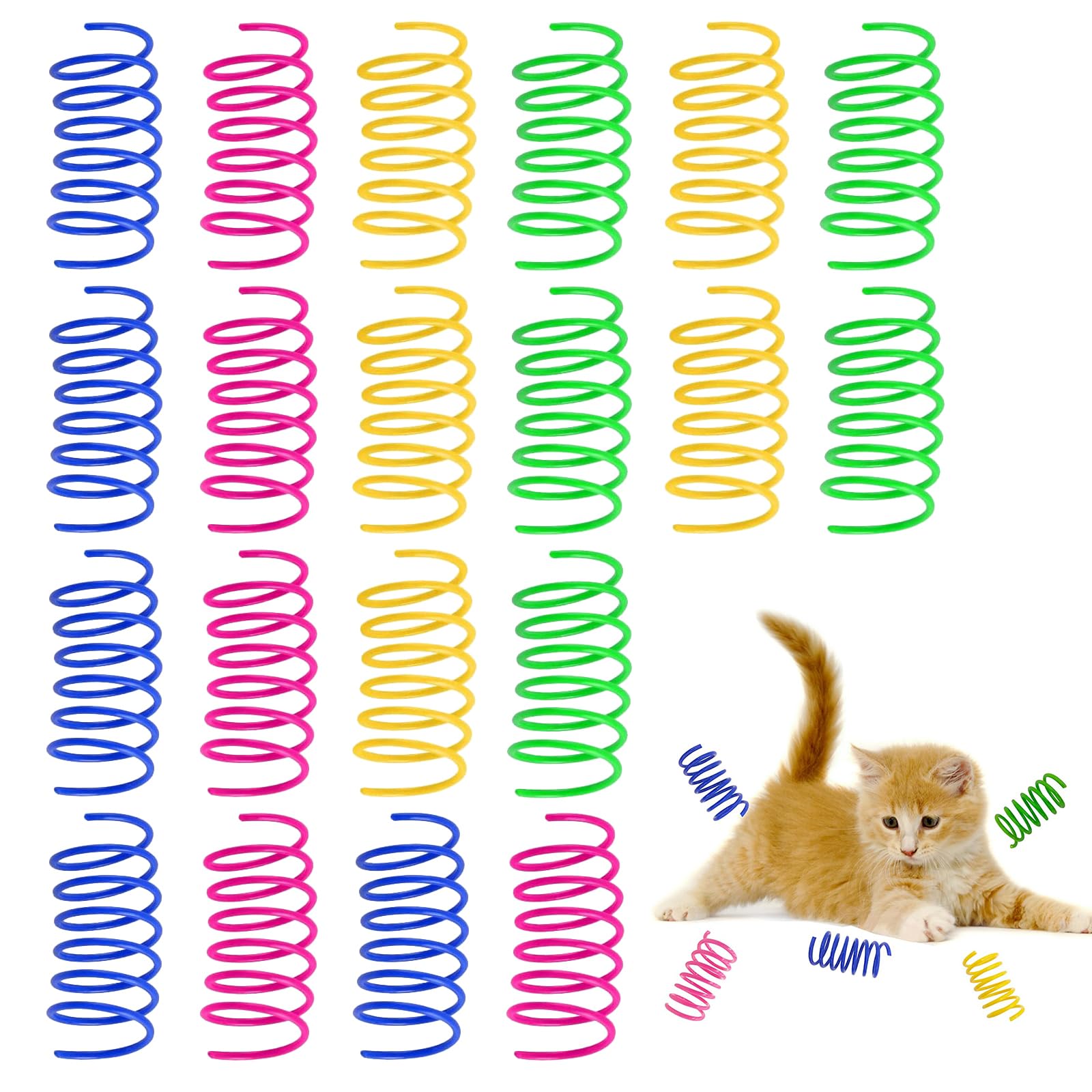 Juguetes de Primavera para Gatos,Muelle Gato Juguete,20pc Plástico Muelles en Espiral Colorido,Juguete Muelle para Gato Interactivos,Muelle en Espiral para Gato para Gato Mascotas Regalo de Novedad