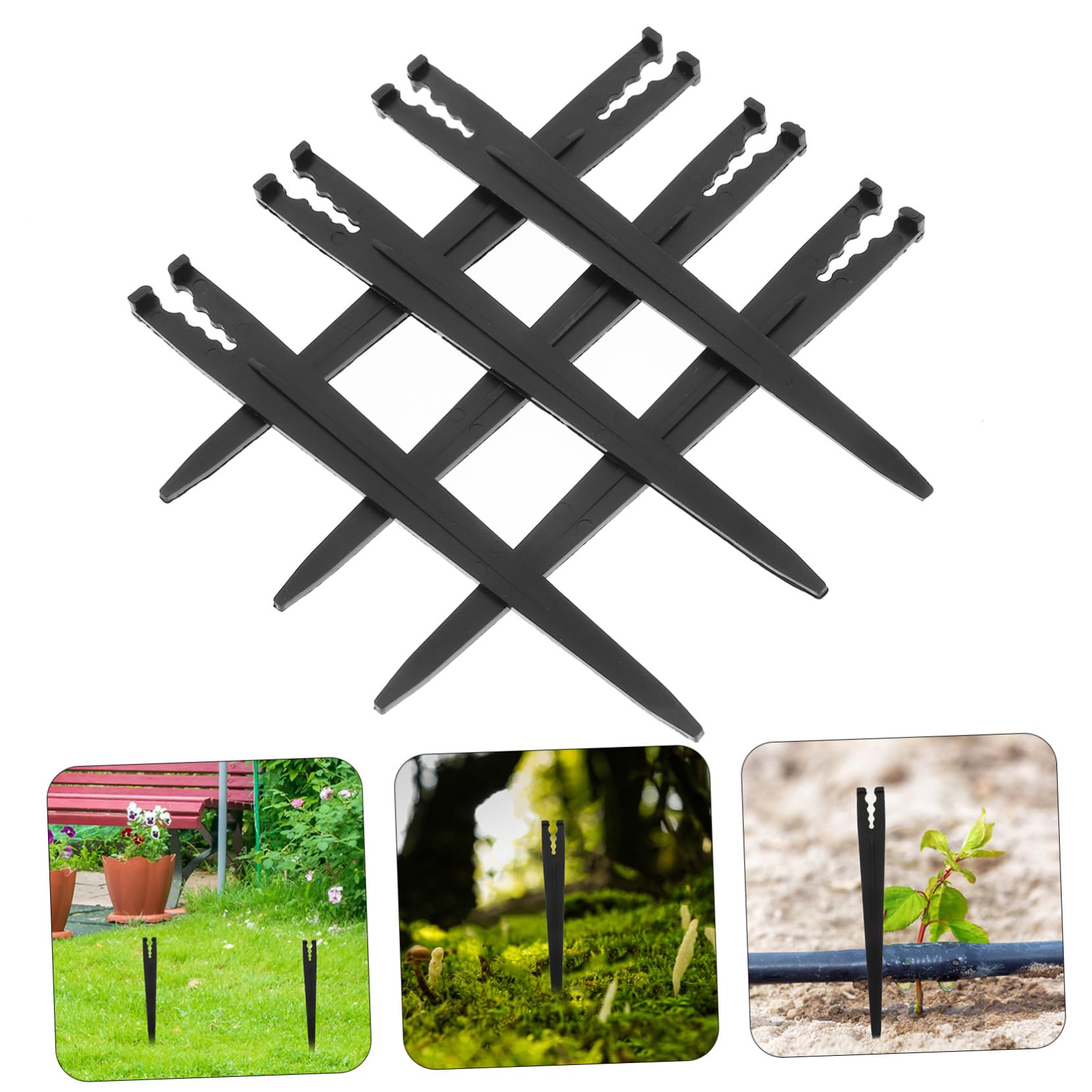 Happyyami 5 Juegos Apoyo Fuerza Drenar Poste De Riego Herramientas De Jardinería Manguera Retráctil Ampliable Estaca De Ancla De Riego Rociar Goteo Agua El Plastico Black 100 Uds * 5