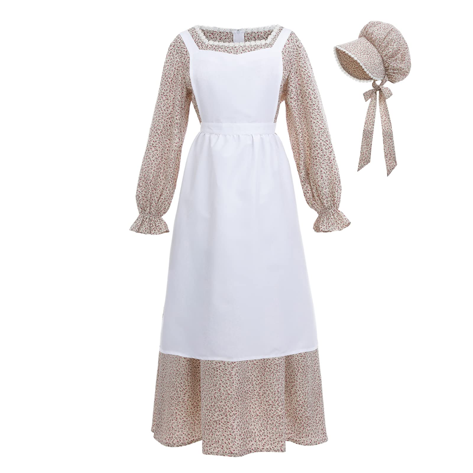 CR ROLECOS Colonial Pioneer Prairie Dress Women Floral Amish Dresses Pilgrim Costume Pioneer Trek Clothing