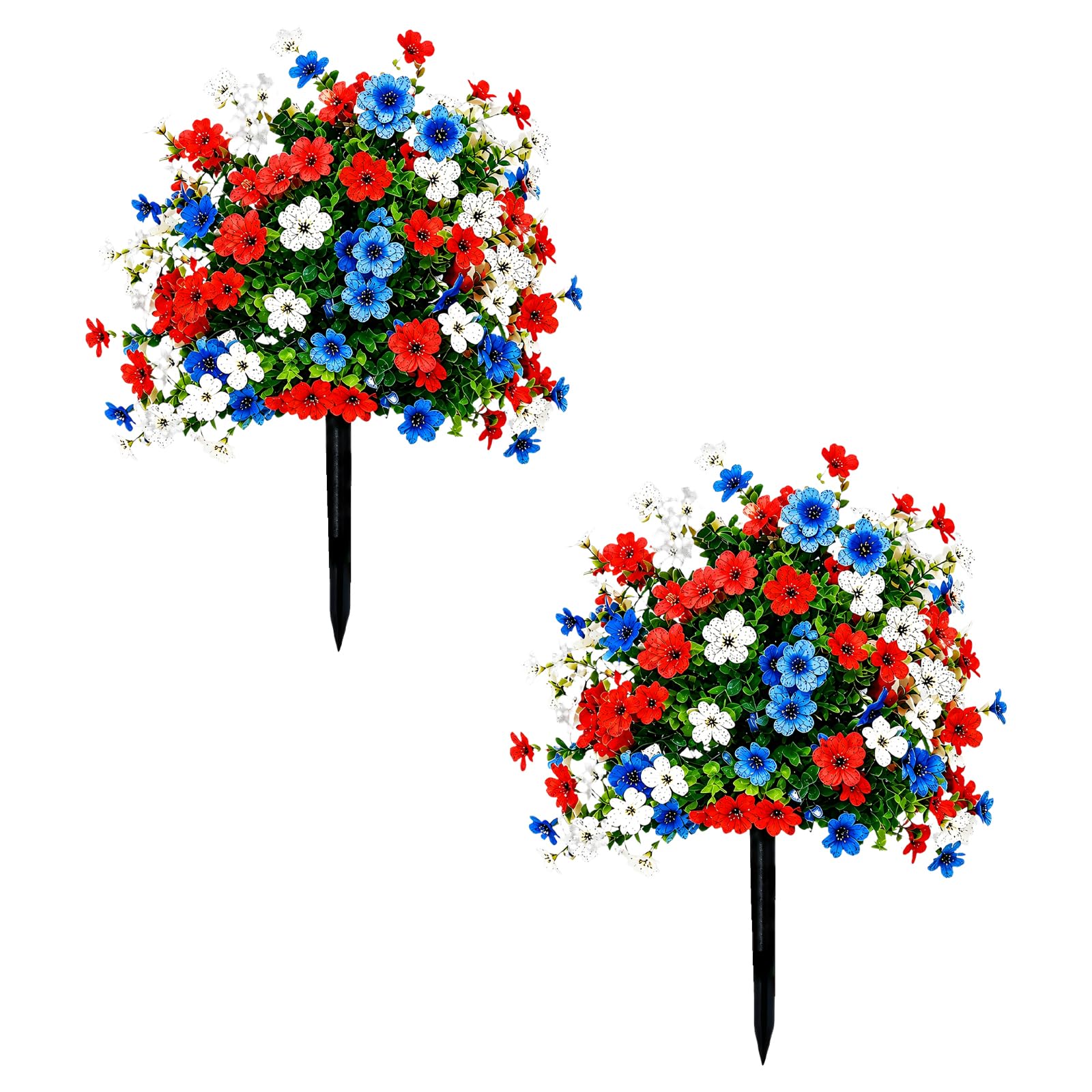 NRGQAXM Artificial Flowers for Outdoors, 17.7in Artificial Flowers with Ground Stake Stick in the Ground Artificials Flower Faux Flower Bush with Stakes for Outdoor Garden Yard Planter Decor