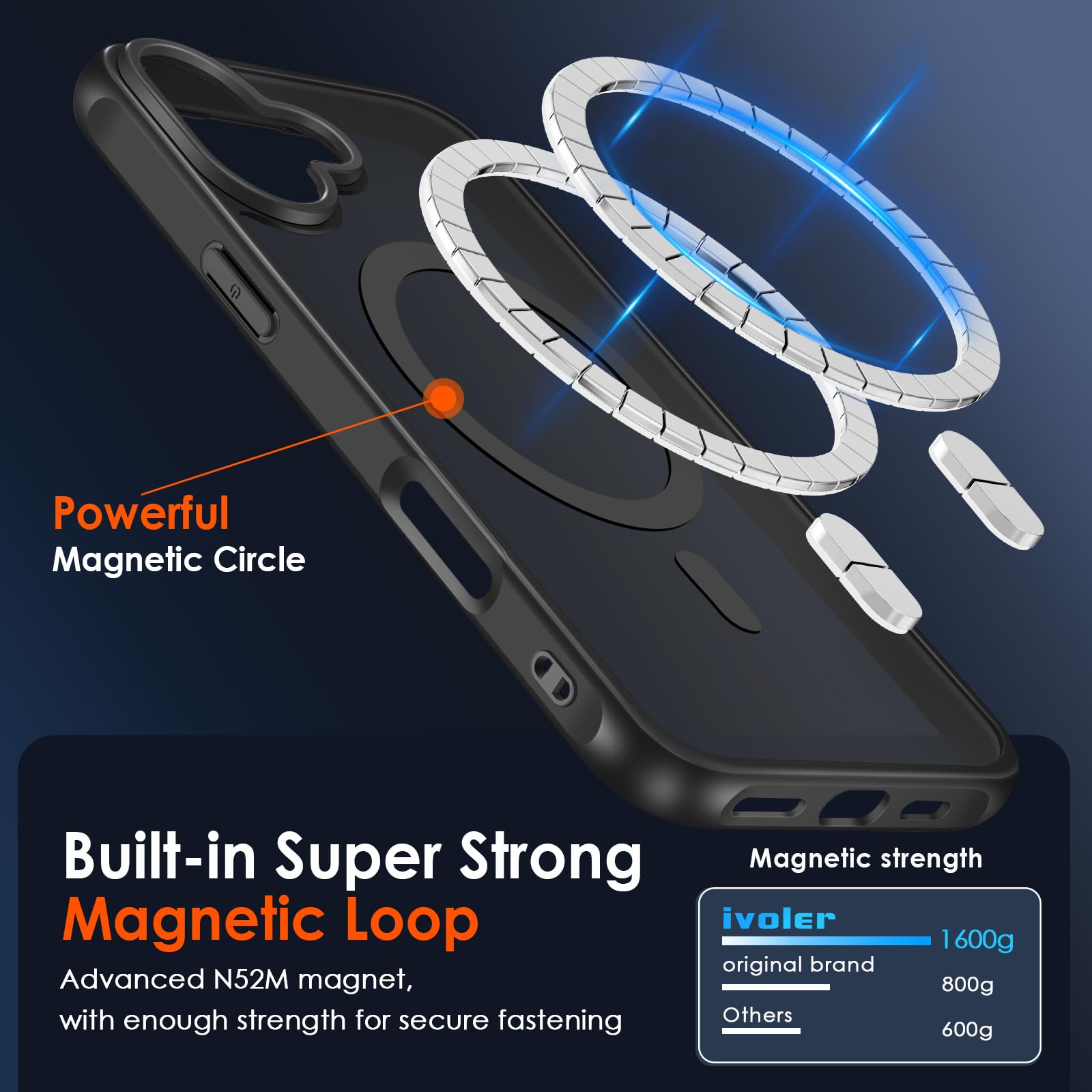 iVoler Cover Magnetica per iPhone 17 6.3 Pollici, [Compatibile con MagSafe] [Protezione Antiurto di Grado Militare] Custodia Traslucida Opaca Posteriore Sottile Silicone Protettiva Case, Nero