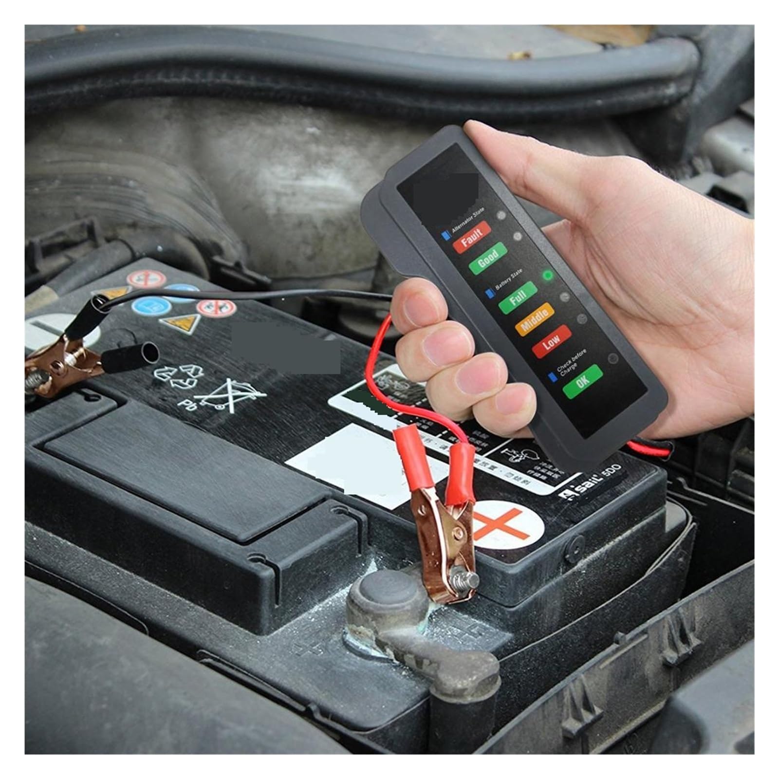 Probador De Batería Coche Auto Checker Alternador 12V 6LED Pantalla Luces For Vehículo Motocicleta Herramienta Diagnóstico Detección Rápida Precisa(Green)