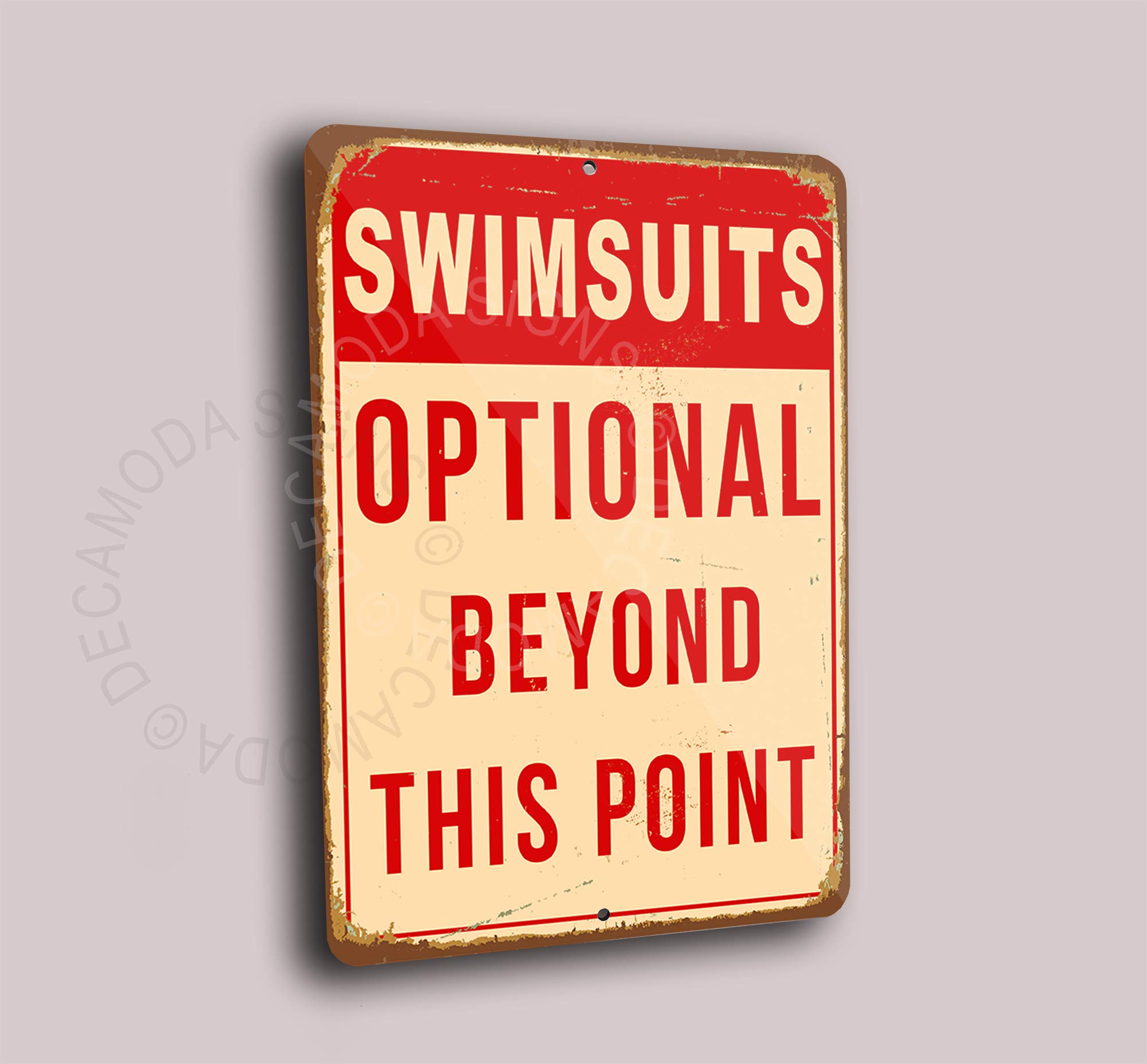 Deca Moda SWIMSUITS OPTIONAL POOL Sign, Pool Signs, Vintage style Pool Sign, Pool sign, Swimming pool sign