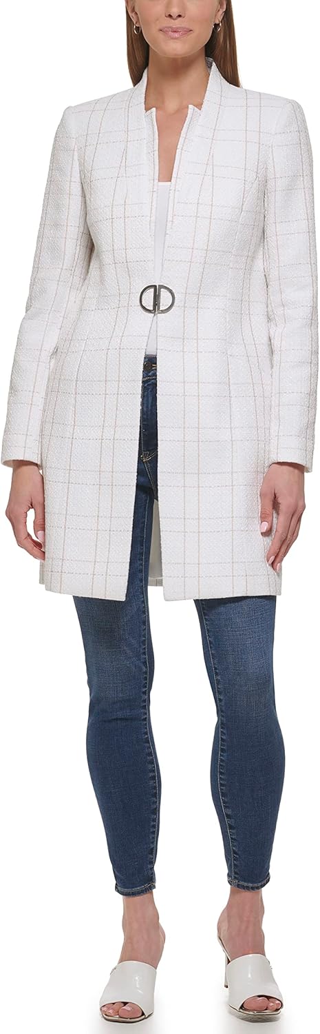 DKNY Women's Novelty Metallic Monogram Detail Jacket