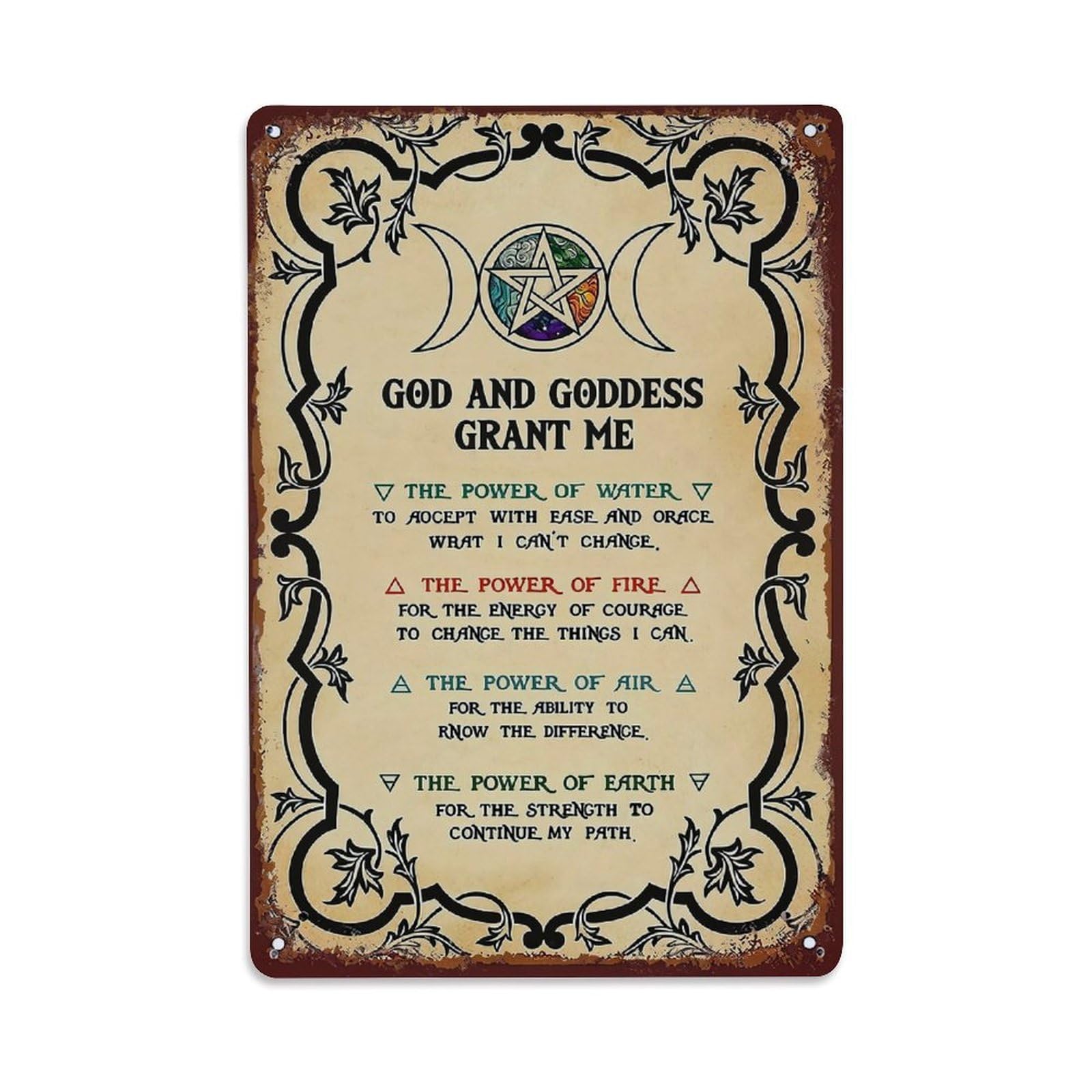 Jdfenggu Vintage God And Goddess Grant Me The Power Of Water Retro Metal Tin Sign, Decor Art Poster For Bar, Home, Man Cave, Kitchen, Laundry Room Gift 8X12inch