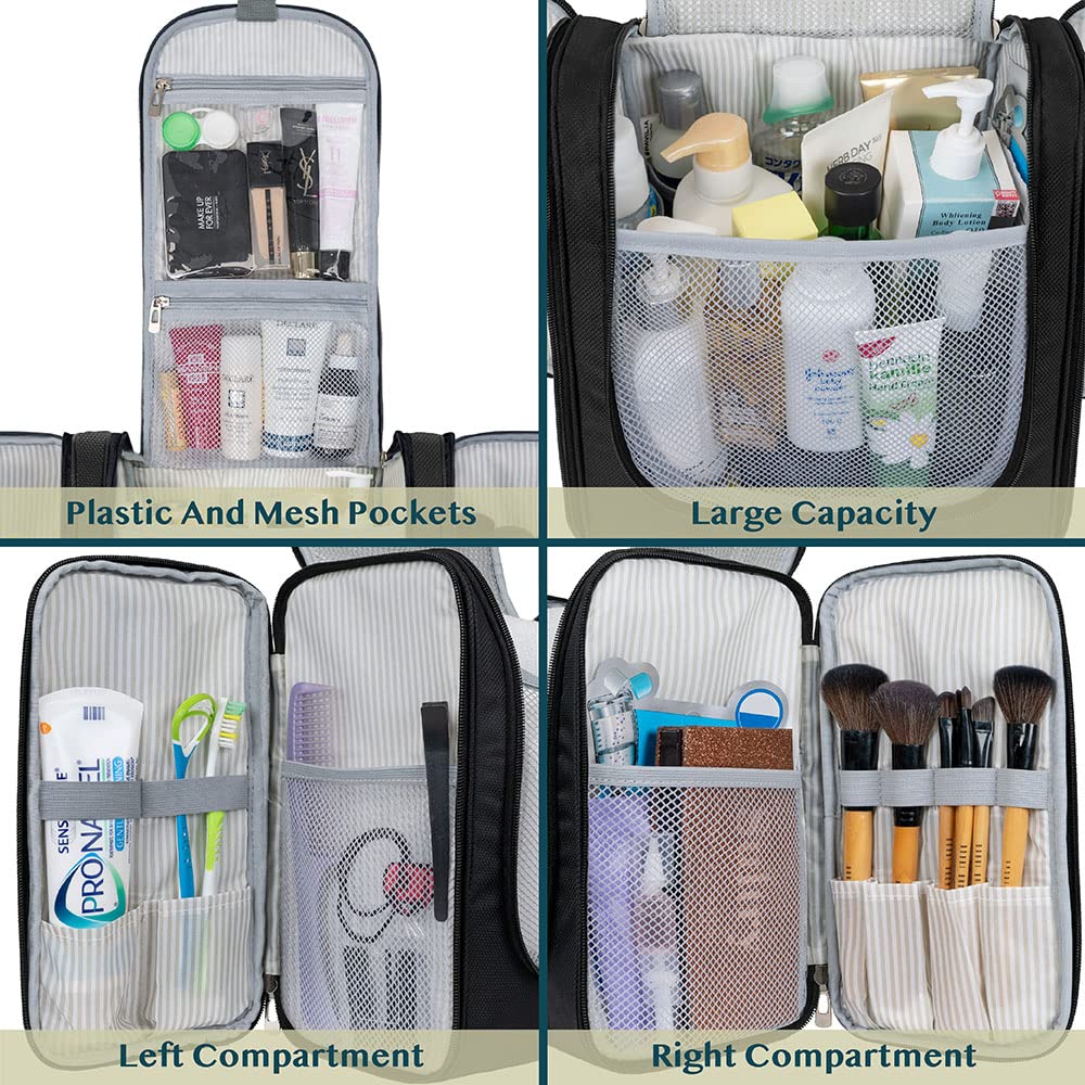 PAVILIA Beauty case da viaggio da appendere per donne e uomini, organizer per articoli da toeletta da bagno, Nero , Extra Large (12x6x12.5), Beauty case