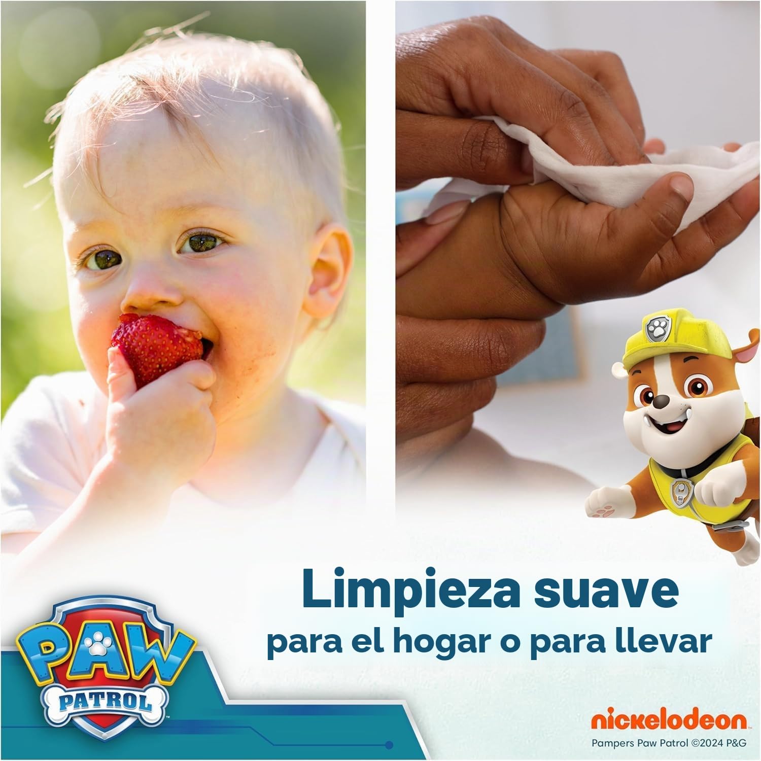 Pampers Harmonie Aqua Baby Toallitas húmedas Paw Patrol, 15 paquetes de 48 toallitas húmedas, 720 toallitas húmedas para bebés que ayudan a restaurar el pH natural de la piel, loción ligera con un 99%