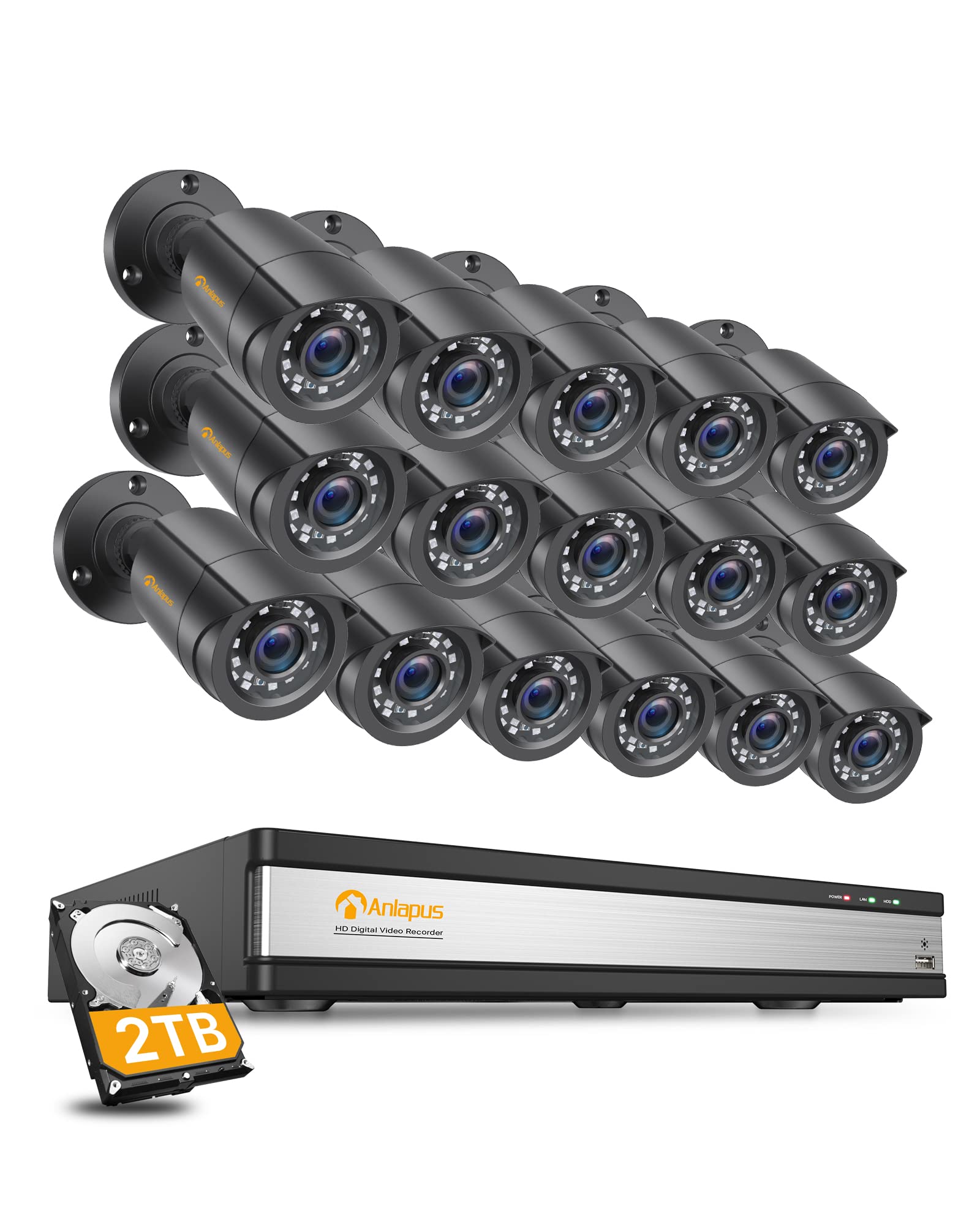 Système De Surveillance Anlapus 8CH - 4 Caméras Extérieures 1080P - H.265+