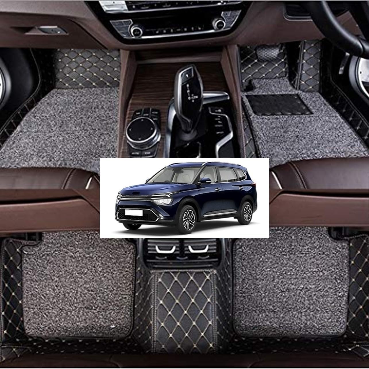 Vahan Expo 7D Mats for for Kia Carens 7 Seater 7D Car Floor Foot Mats