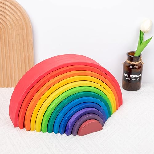 Miniatura 6 de Curious Melodies (Arco iris de madera enorme)  Bloques apilables de juguete de madera  Juego de bloques gigantes de equilibrio  Juguetes Montessori