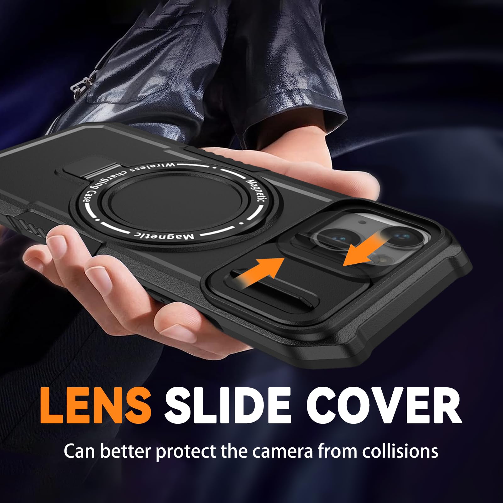 Compatible With IPhone 12 Pro / 12 6.1" Case With Camera Lens Slide Cover Magnetic Ring Stand [Compatible With MagSafe] Shockproof Heavy Duty Military - View #12