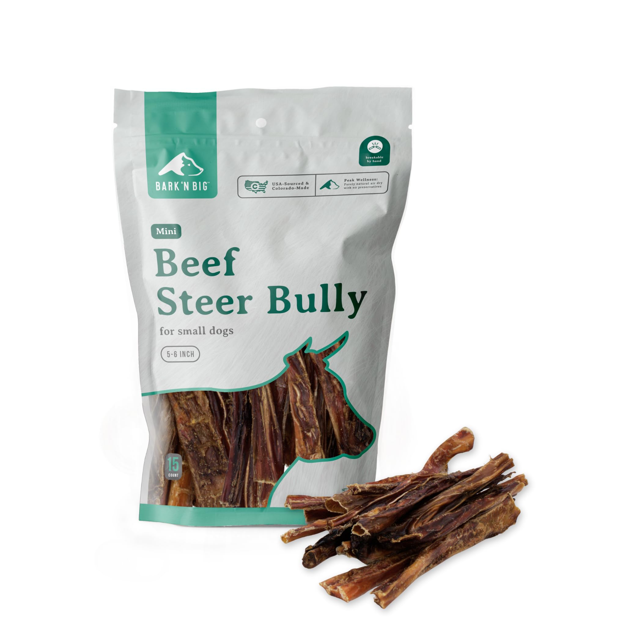 BARKN BIG USA Beef Steer Sticks for Dogs 5-6 Inch Mini Bully Sticks - Natural Single Ingredient Dog