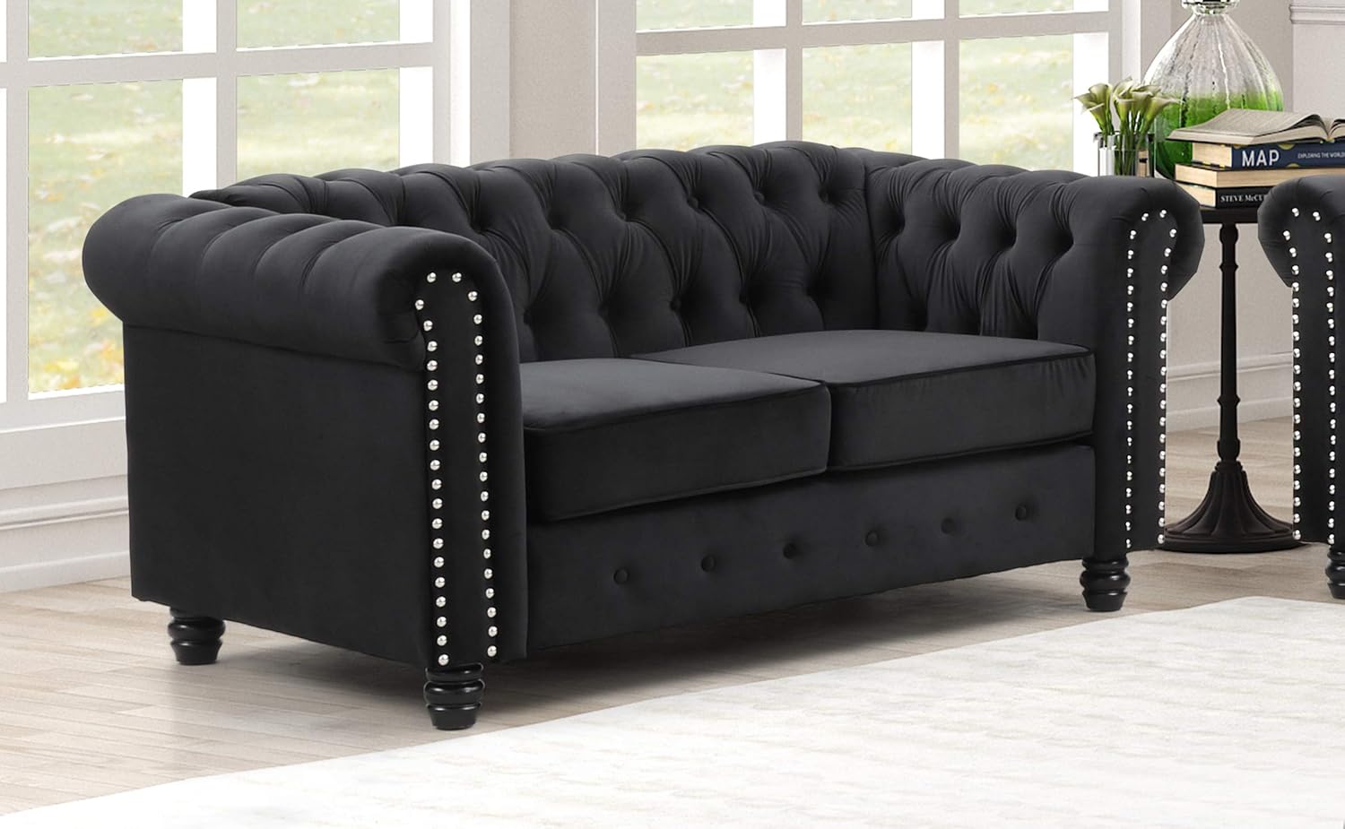 Best Master Furniture Venice MidCentury Tufted Velvet