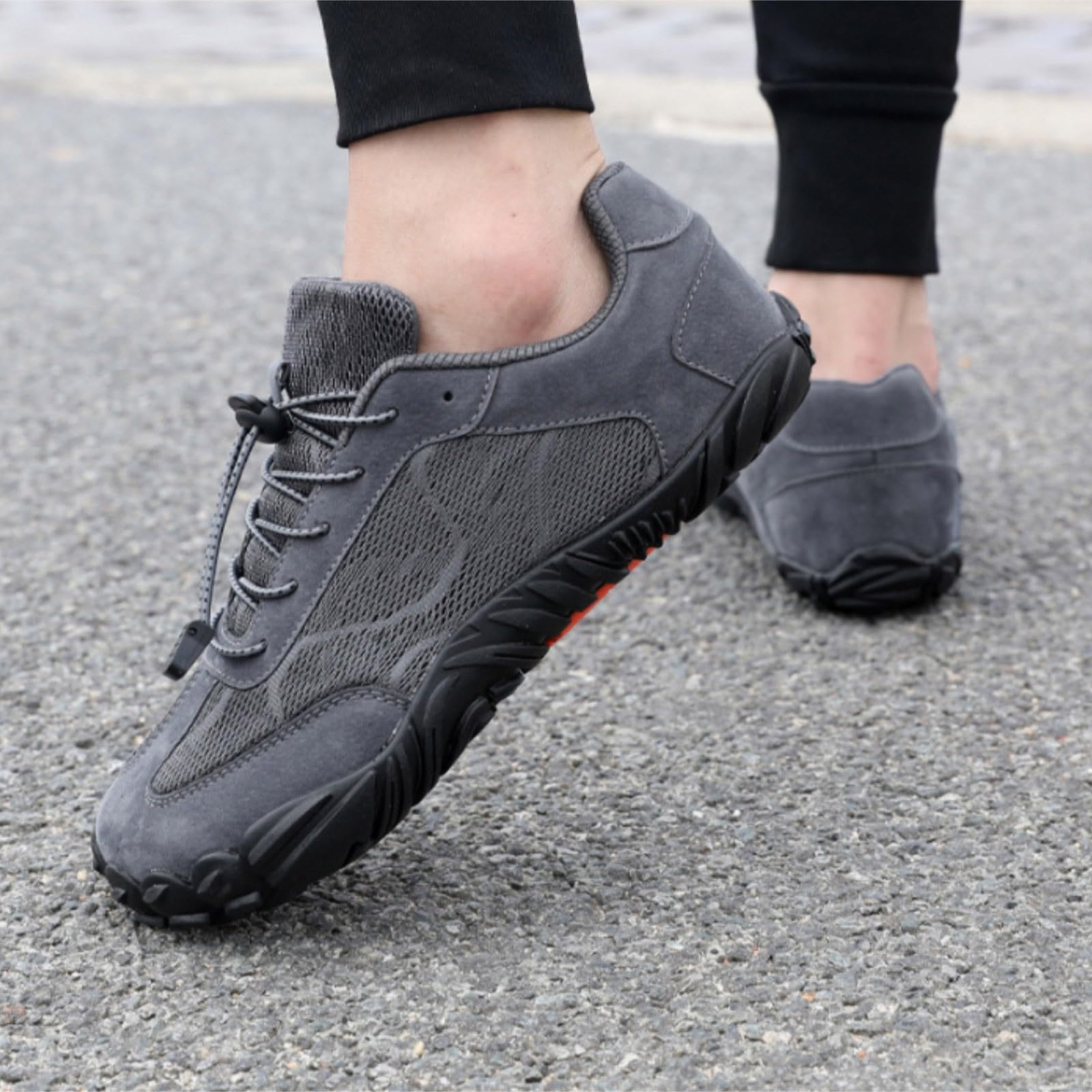 Flache Herren-Wanderschuhe, leger, Knebelspitze, Outdoor-Turnschuhe, grau