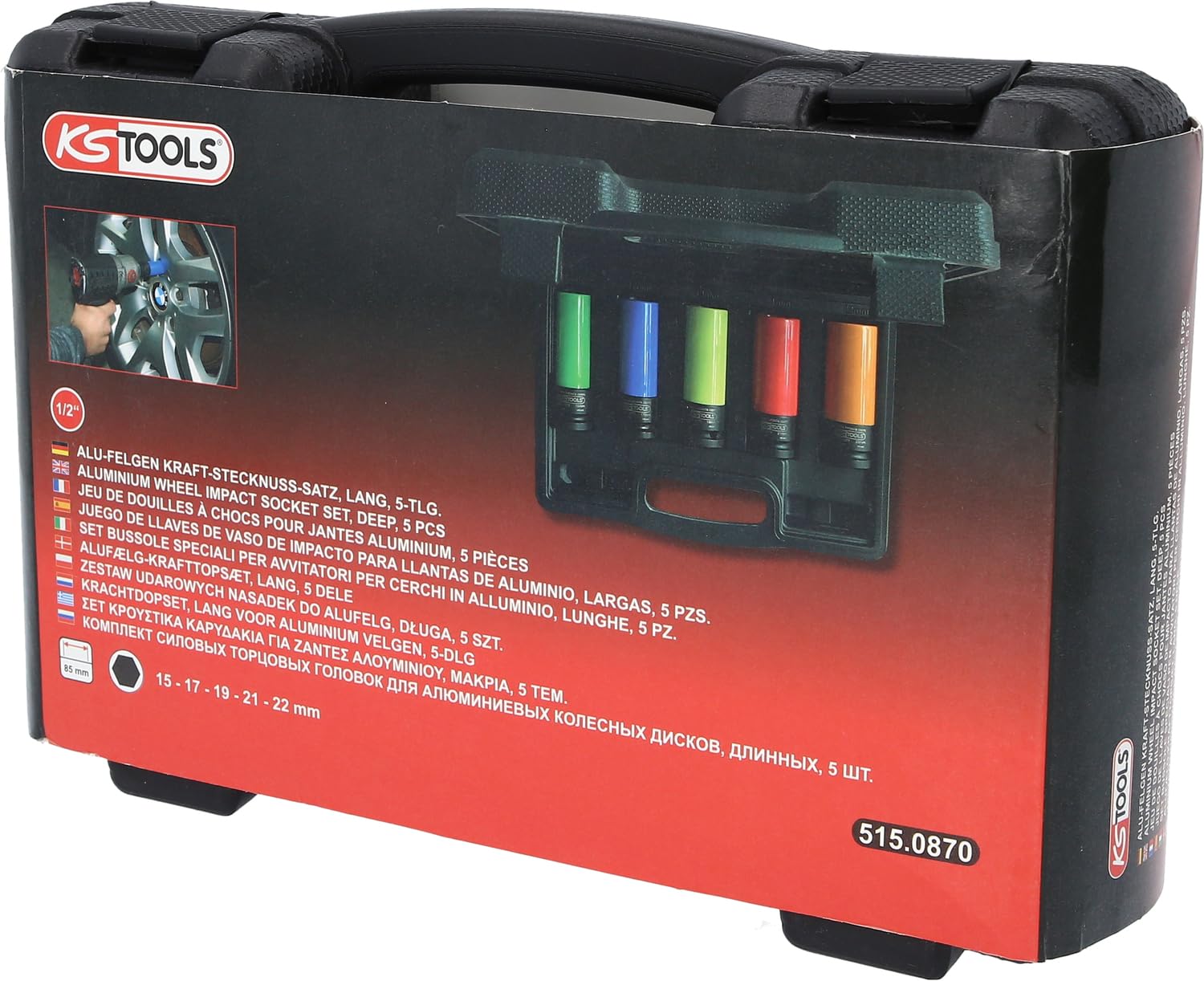 KS TOOLS 1/2" Jeu de douilles robustes en aluminium, 5 pces 515.0870