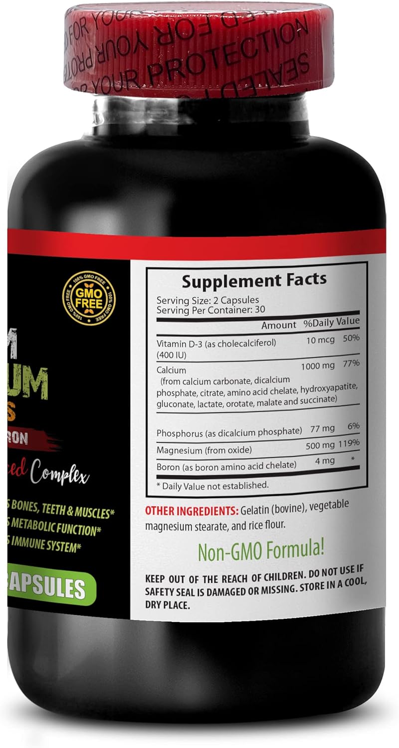 Bone and Joint Vitamins - Calcium Magnesium Phosphorus, with Vitamin D-3 and Boron Advanced Complex - Phosphorus Magnesium, Calcium Magnesium Supplement, Calcium Magnesium Potassium 1 Bot 60 Capsules
