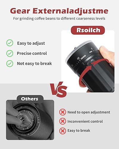 Miniatura 6 de GCCTXC - Molinillo de café manual con rebabas de cerámica, manivela de mano, molinillo de expreso para goteo grueso, vertido fino sobre prensa