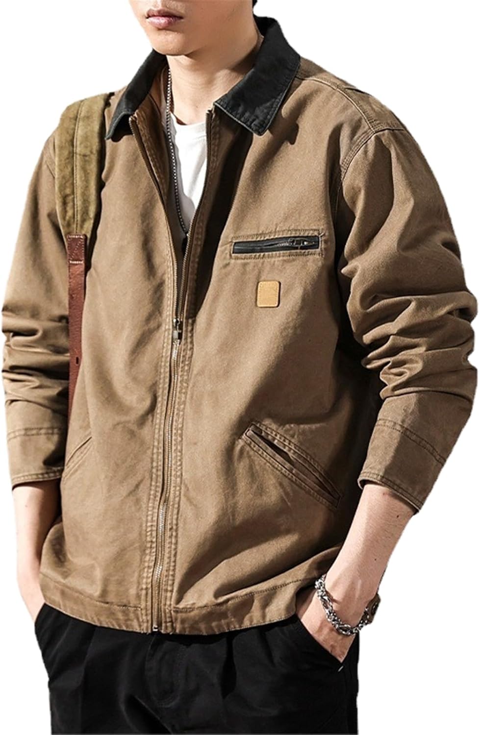 Autumn Jacket for Men, Retro Cotton Jacket, Thickened Workwear Jacket