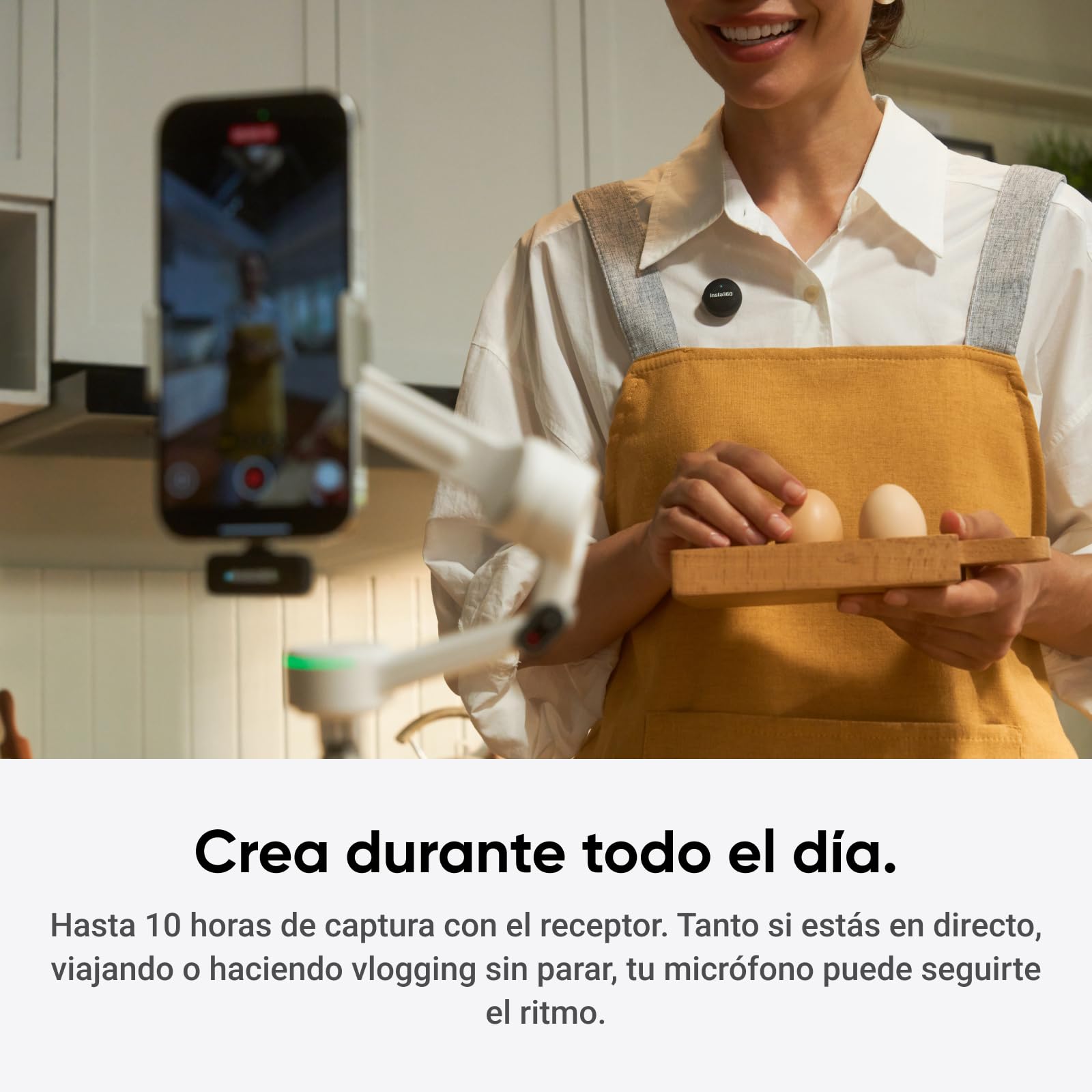 Insta360 Mic Air (1 TX + 1 RX), cancelación de Ruido, 300 m de Alcance, micrófono inalámbrico por USB-C para iPhone/Android/PC/Mac, vlog, Streaming