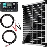 Vista 1 de Kit de panel solar 25W 12V Mantenedor de batería monocristalino con controlador de carga solar de 10 A y cable de extensión con clips de batería